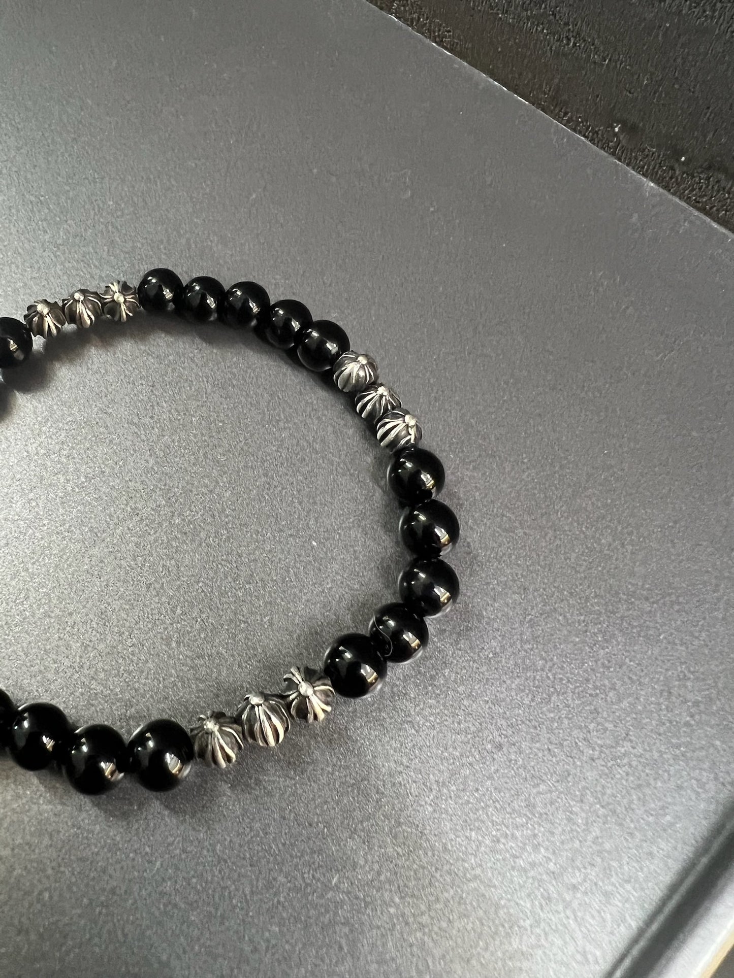 Chrome Hearts Black Stones Beads Bracelet