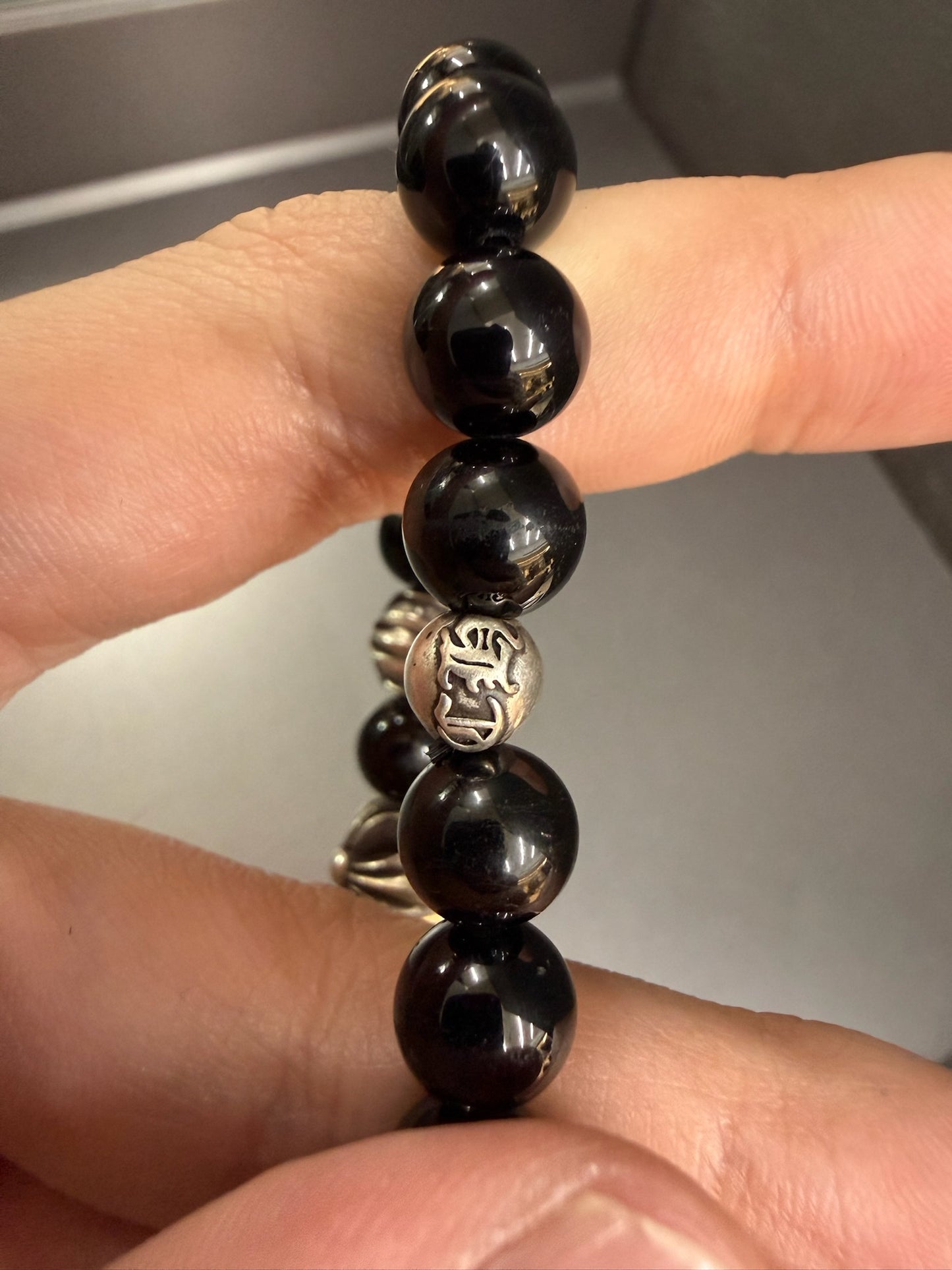 Chrome Hearts Black Stone Bead Bracelet