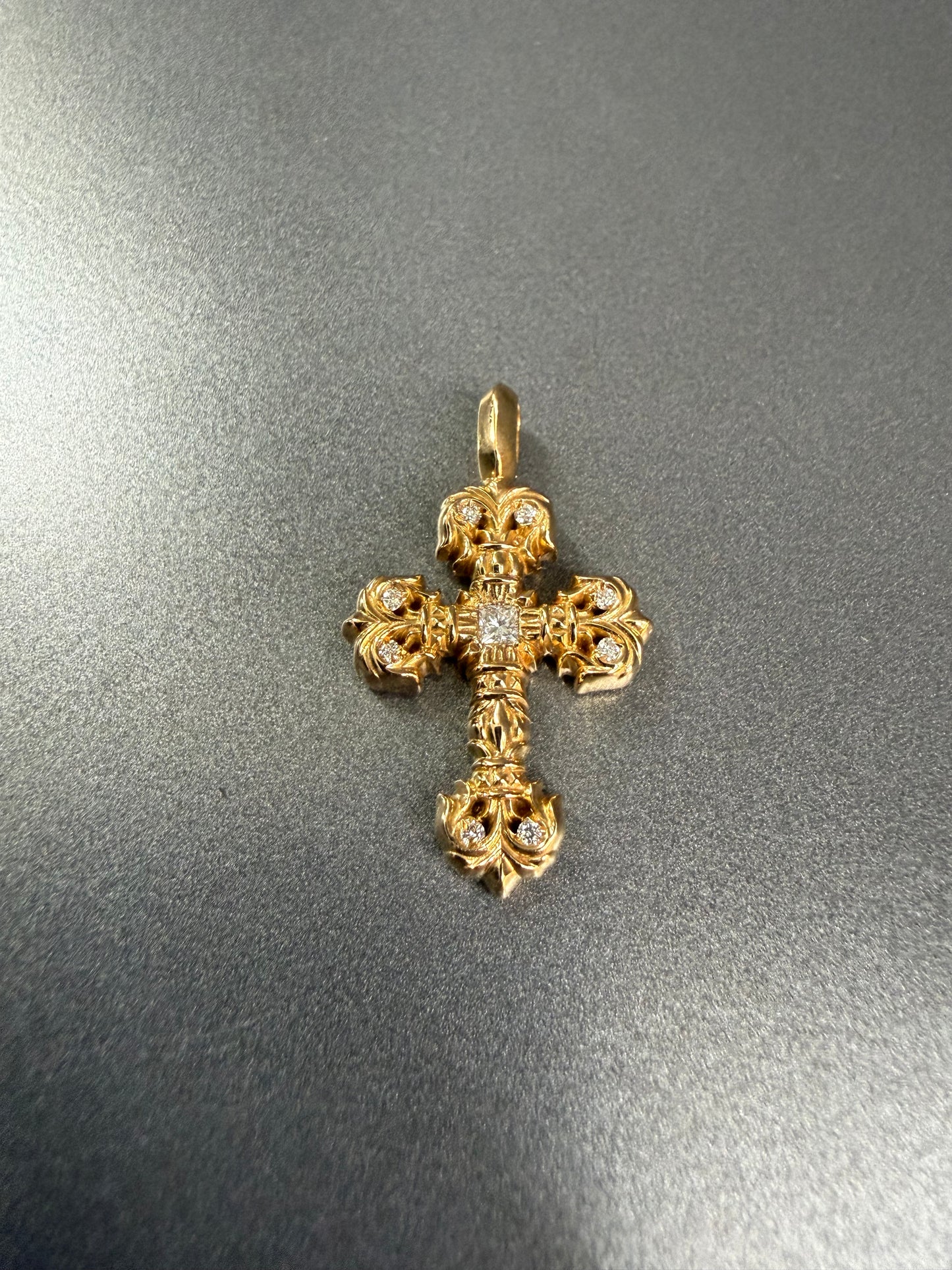 Chrome Hearts 22k Filigree Cross Pendant with Diamonds