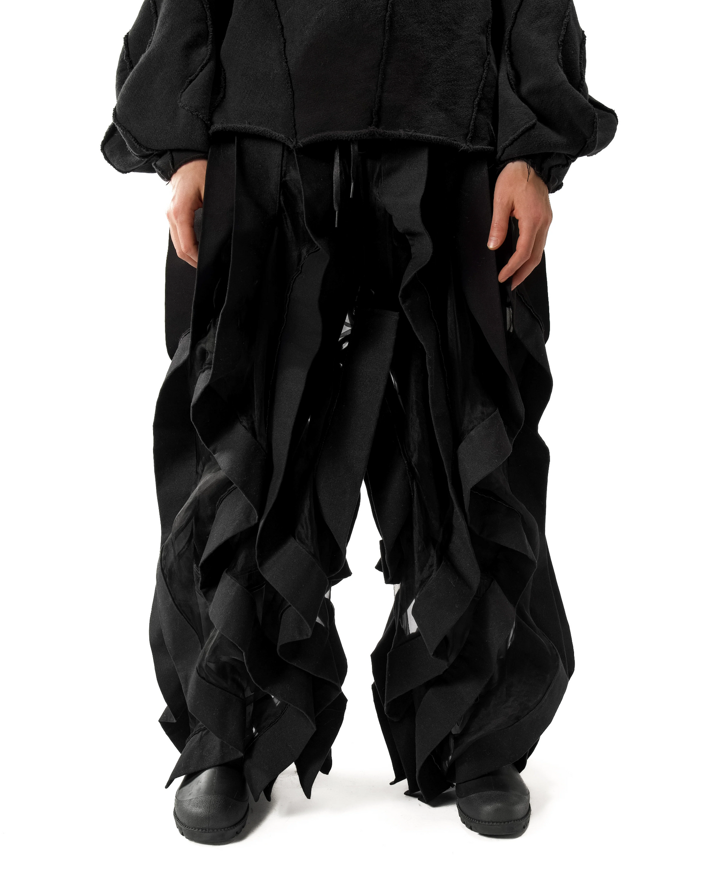 JAS black Reversible Sheer Post Human Pants