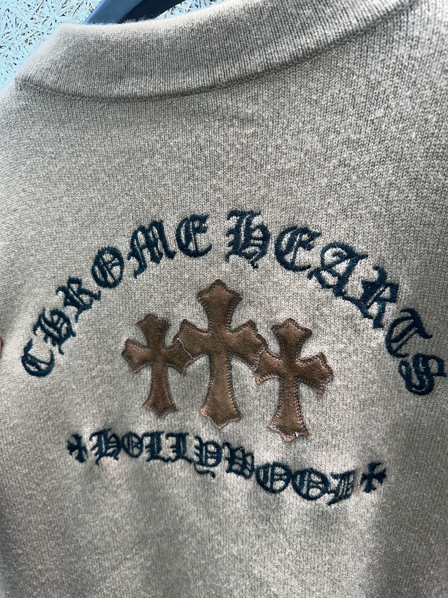 Chrome Hearts Leather Patch Cardigan