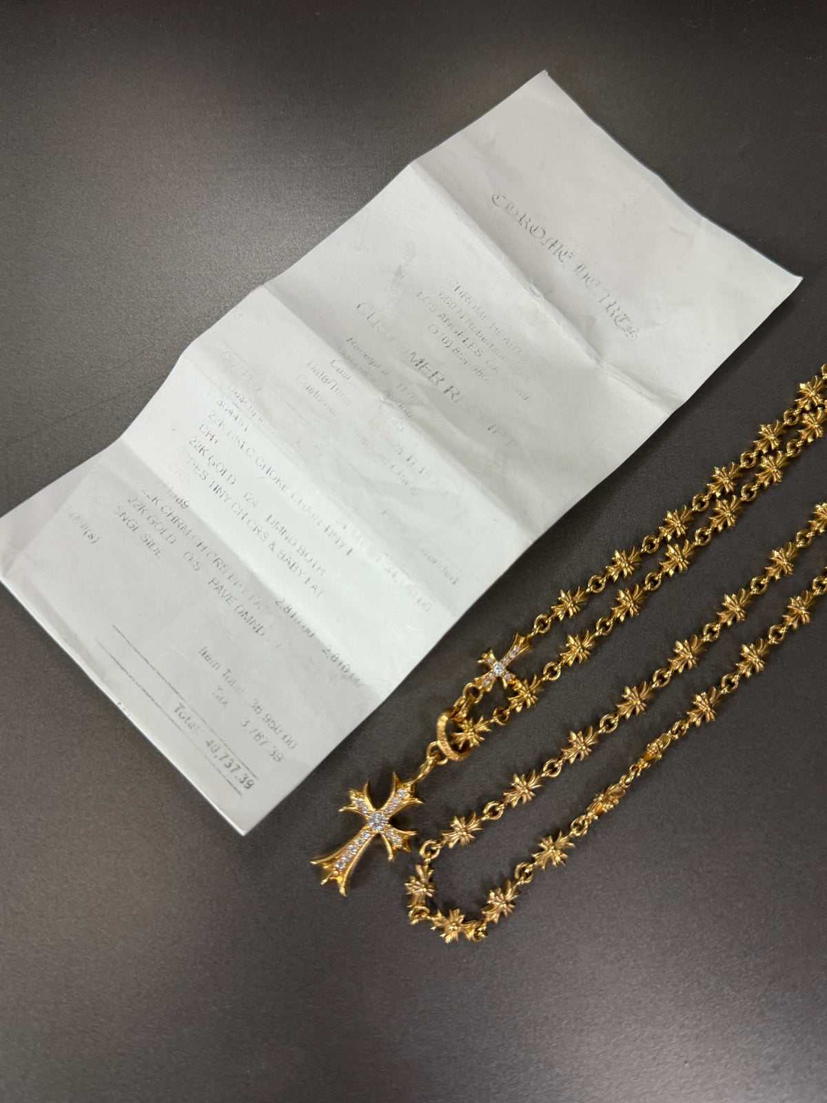 Chrome Hearts 22K Tiny E Choke Chain Necklace with Diamonds
