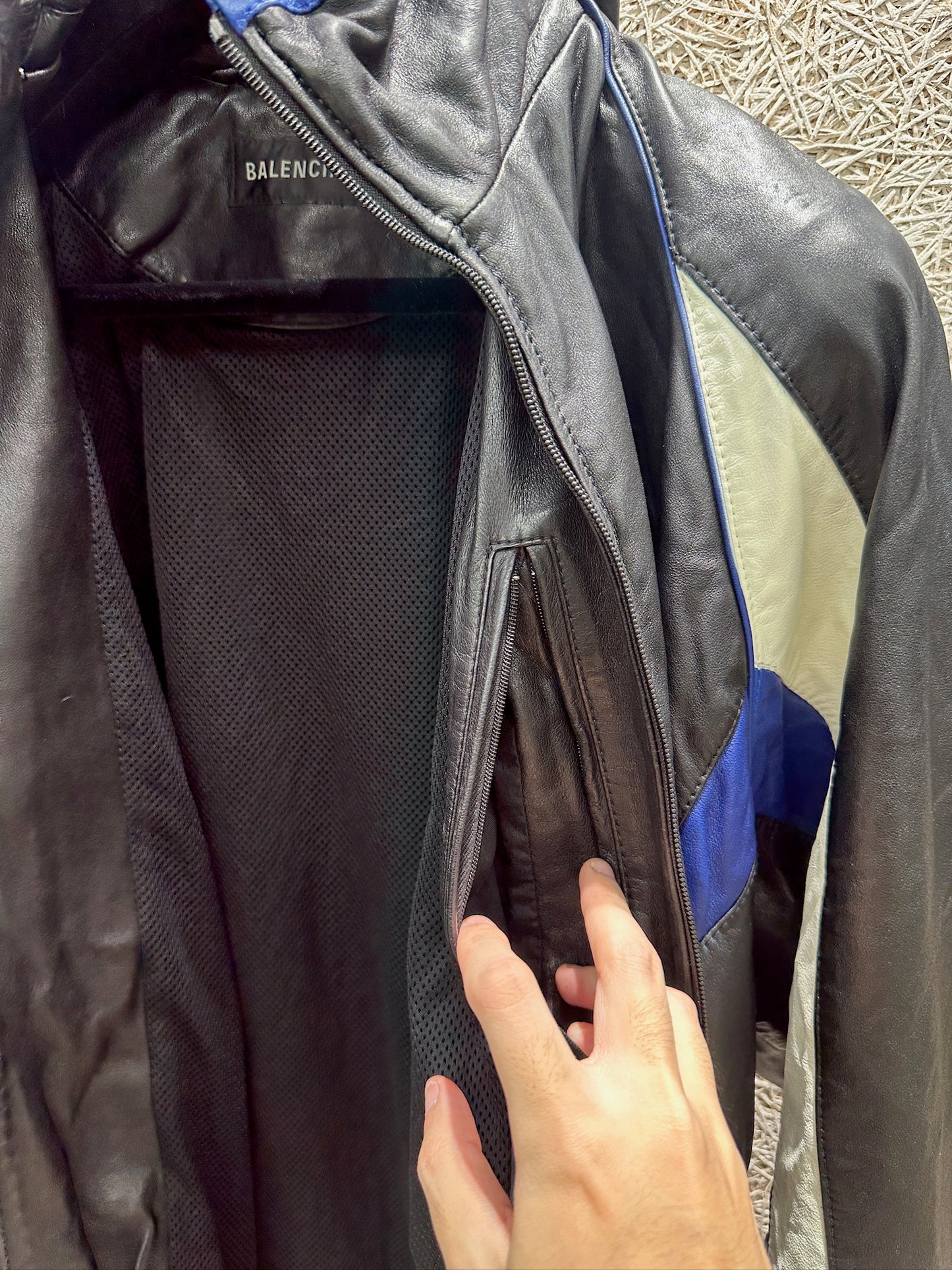 Balenciaga 3B Sports Icon Leather Track Jacket