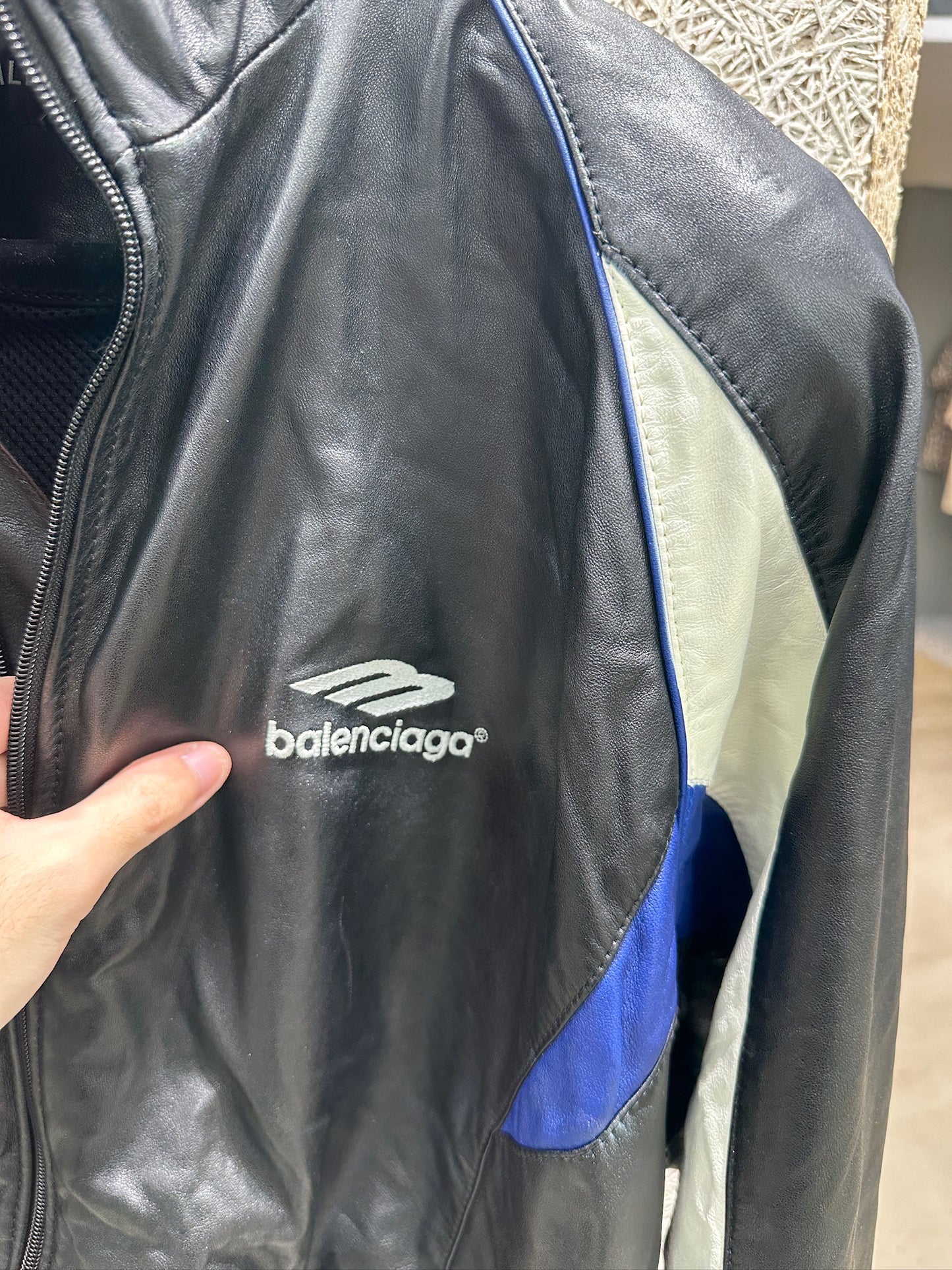 Balenciaga 3B Sports Icon Leather Track Jacket