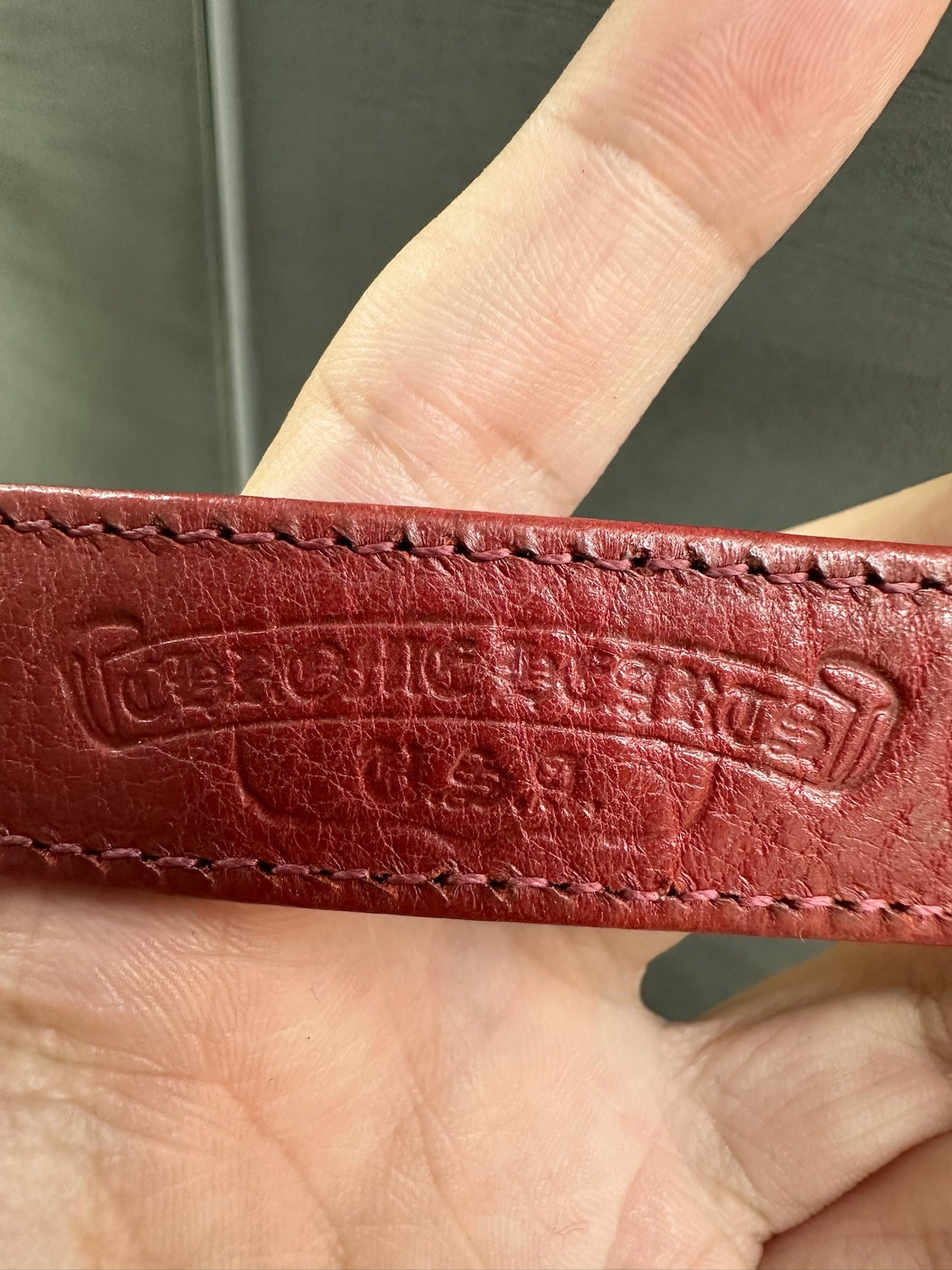 Chrome Hearts Red Leather Bracelet