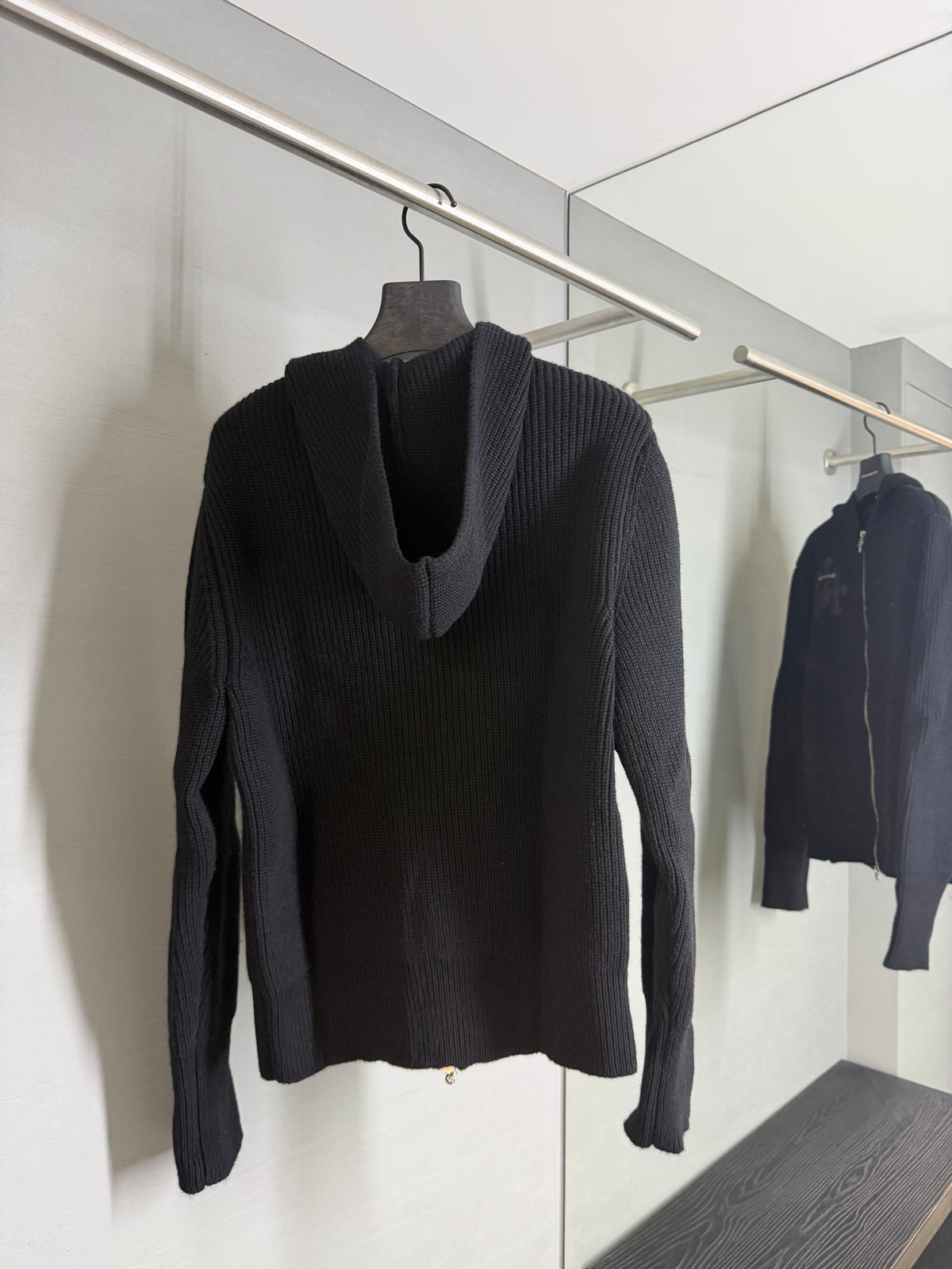 Chrome Hearts Cashmere Leather Cross Zip-Up Sweater
