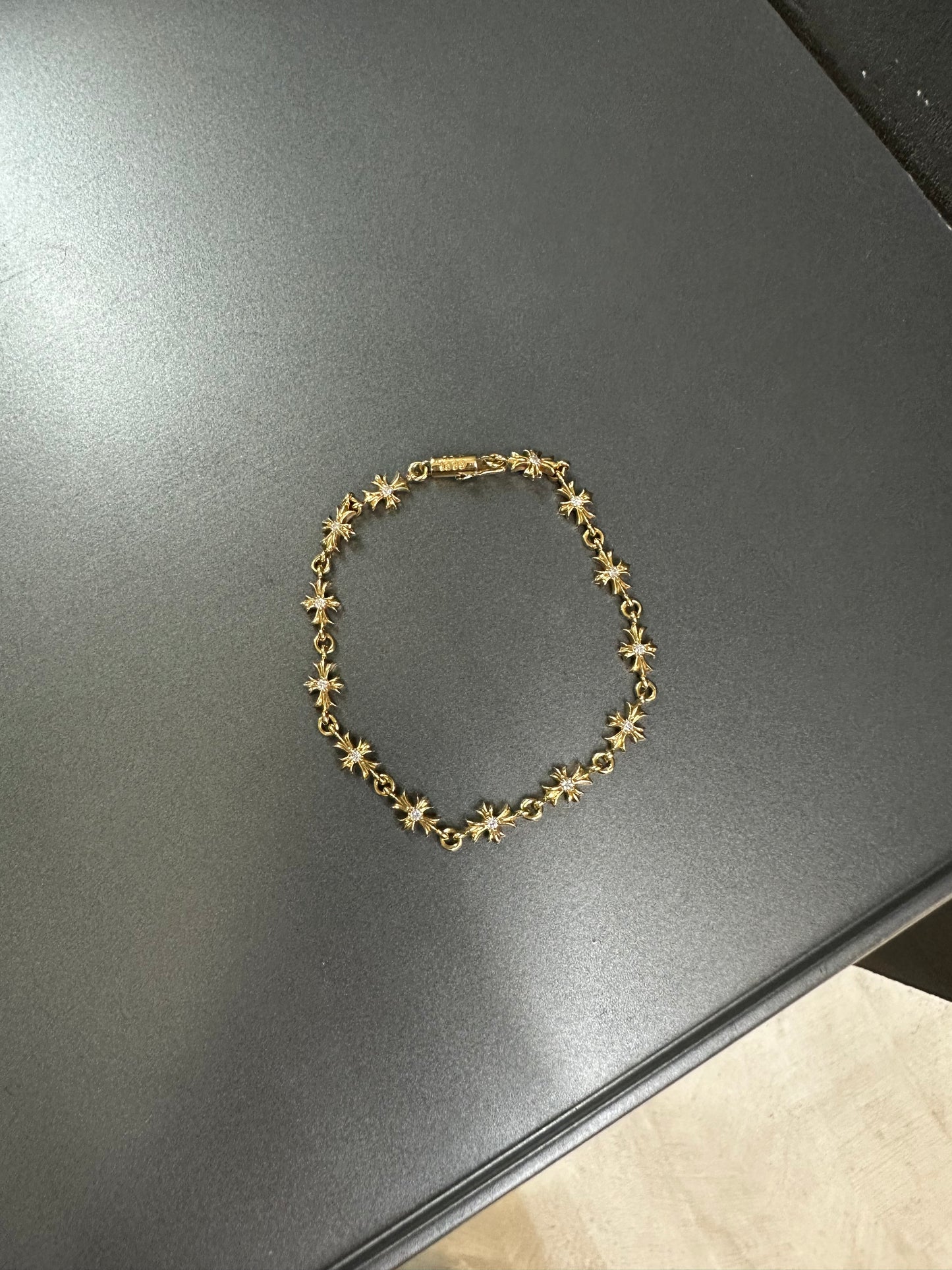 Chrome Hearts 22k Tiny e bracelet with diamonds 13 links