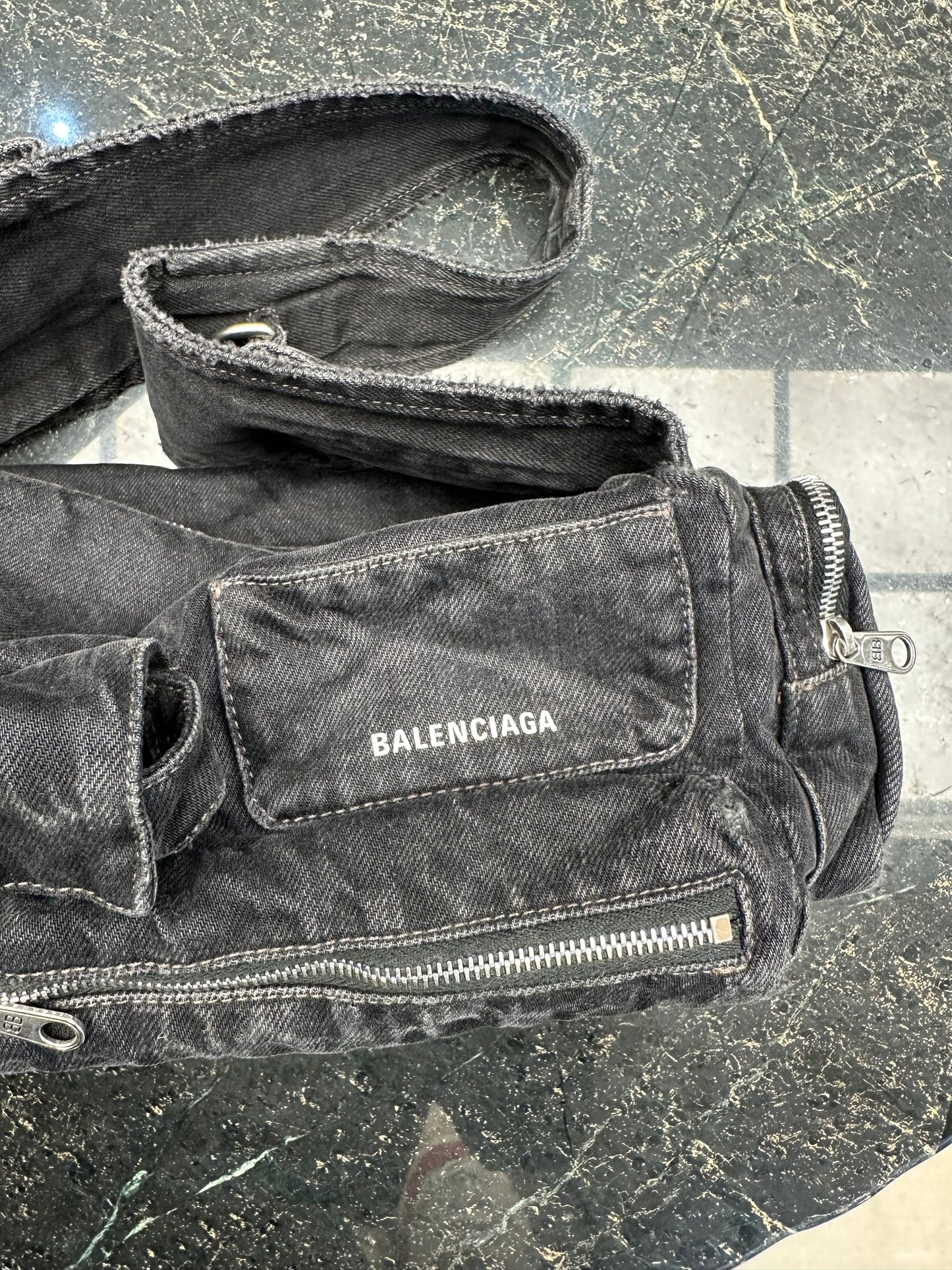 Balenciaga Superbusy Denim Shoulder Bag