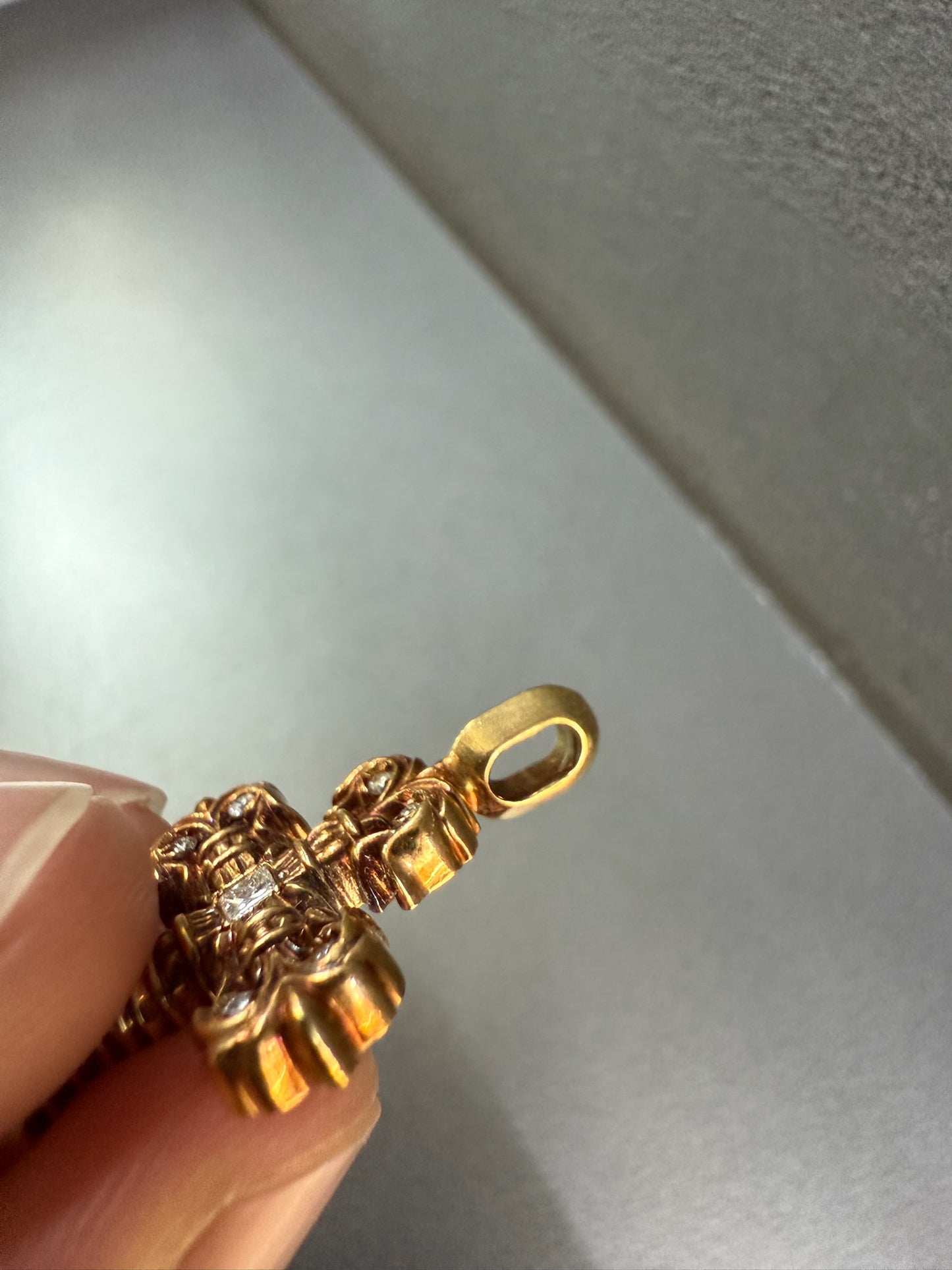 Chrome Hearts 22k Filigree Cross Pendant with Diamonds