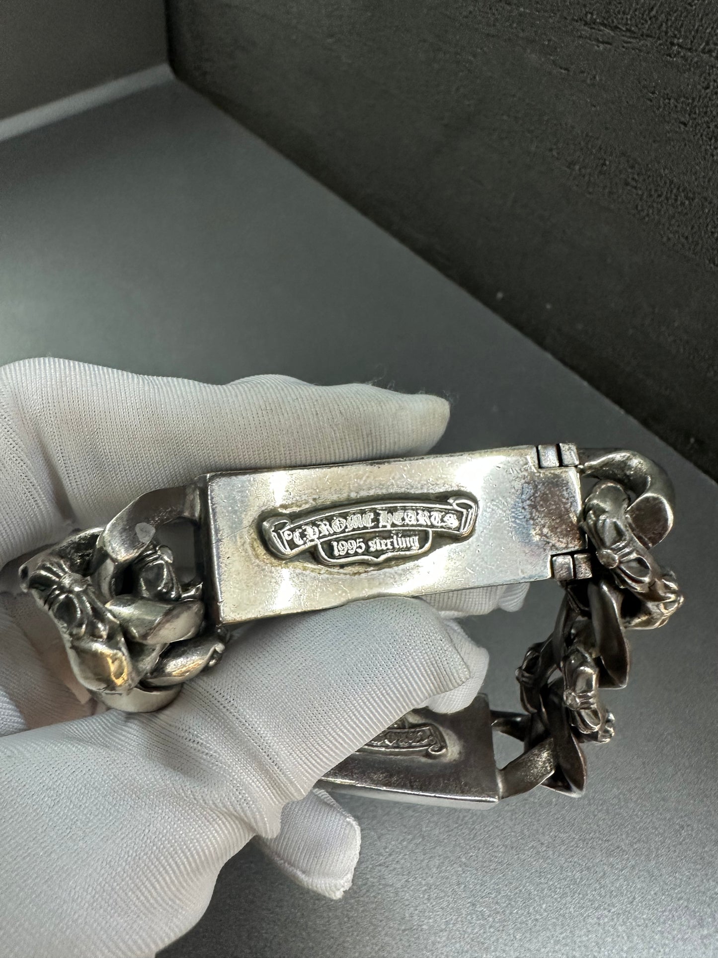 Chrome Hearts Dagger Hearts Fancy Link Double ID Bracelet