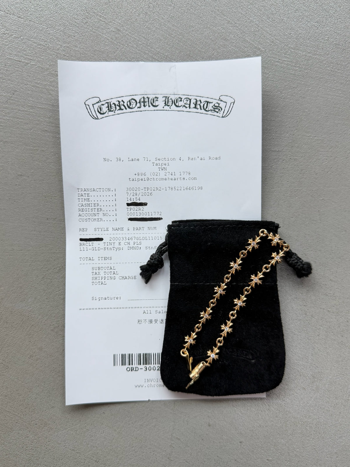 Chrome Hearts 22k Tiny E Bracelet with Diamonds