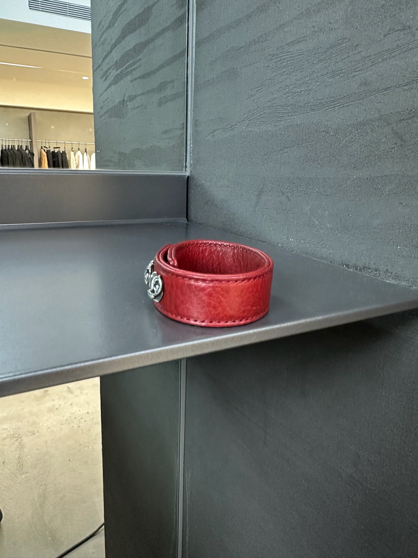 Chrome Hearts Red Leather Bracelet