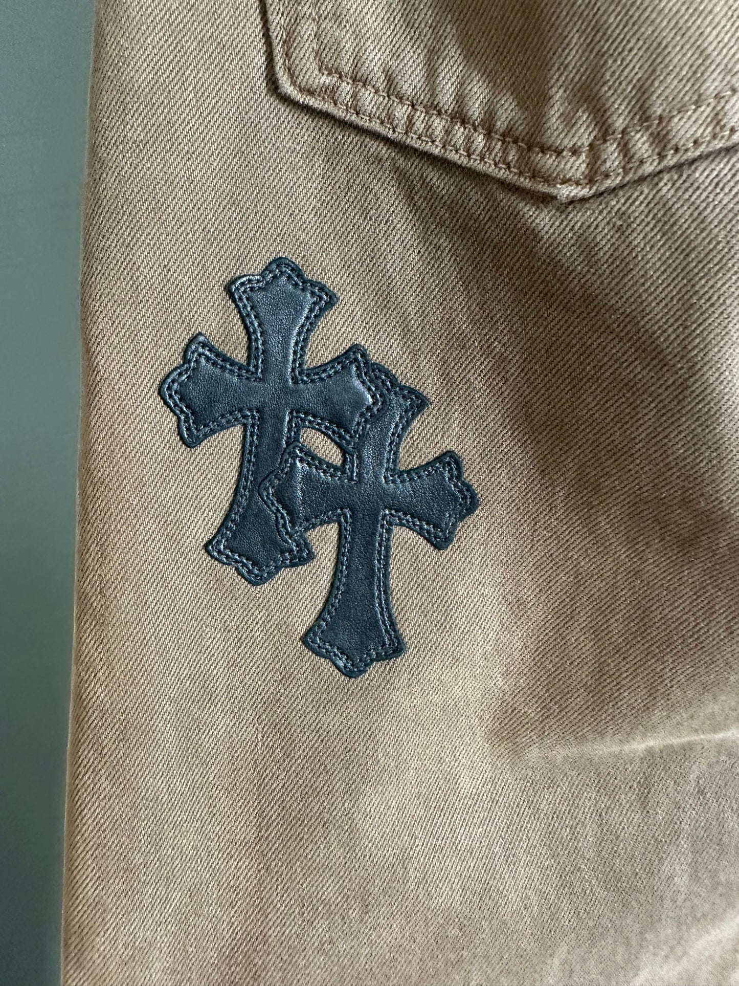 Chrome Hearts Leather Cross Patched Levis 501 Jeans (1 of 1)