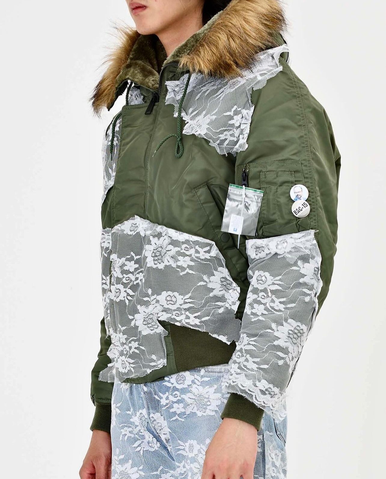 Bomber jacket made of polyester - cotton -leather - metal accessories - digital prints