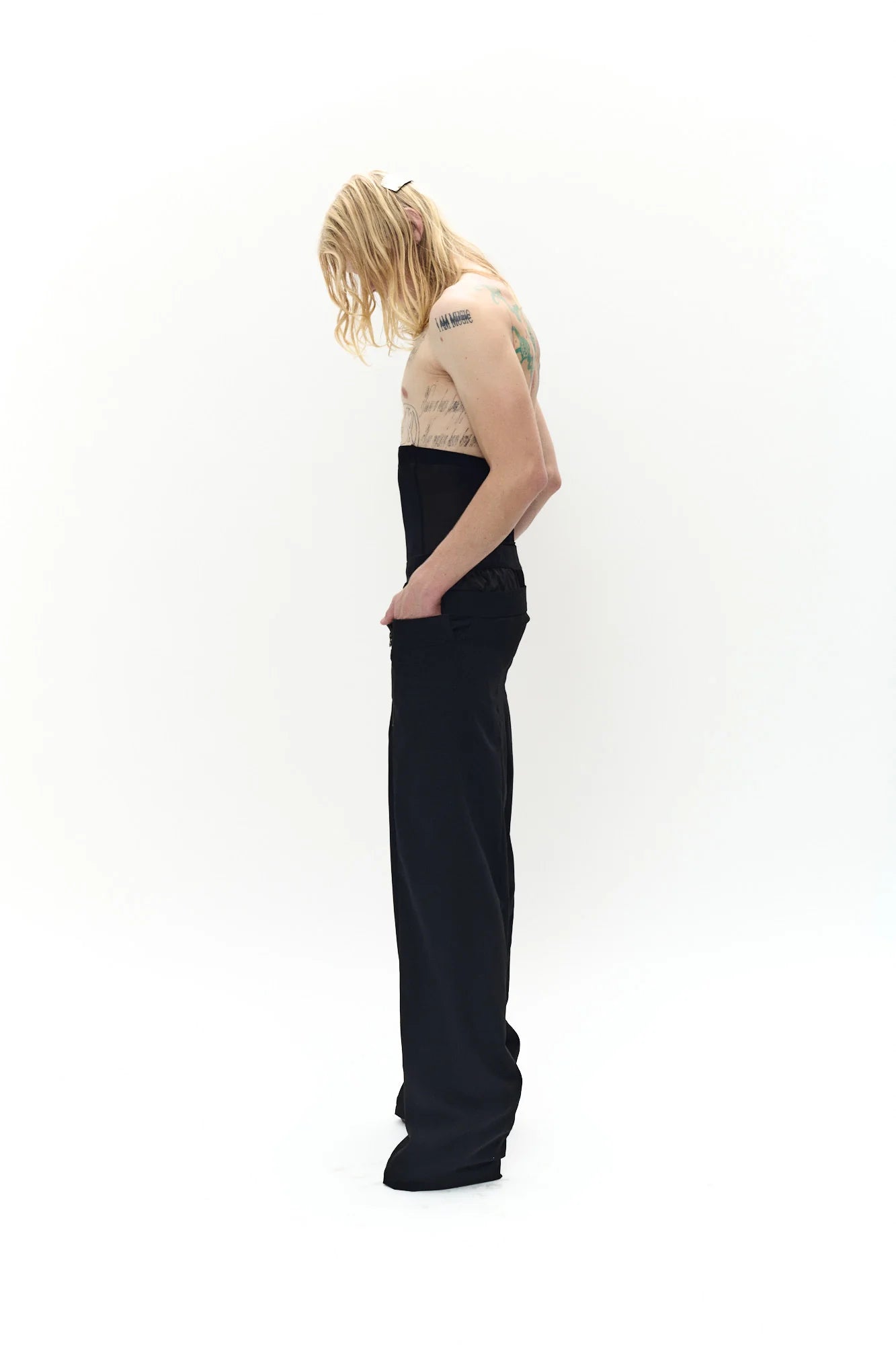 P.L.N.OVERSIZE SUIT PANTS- BLACK
