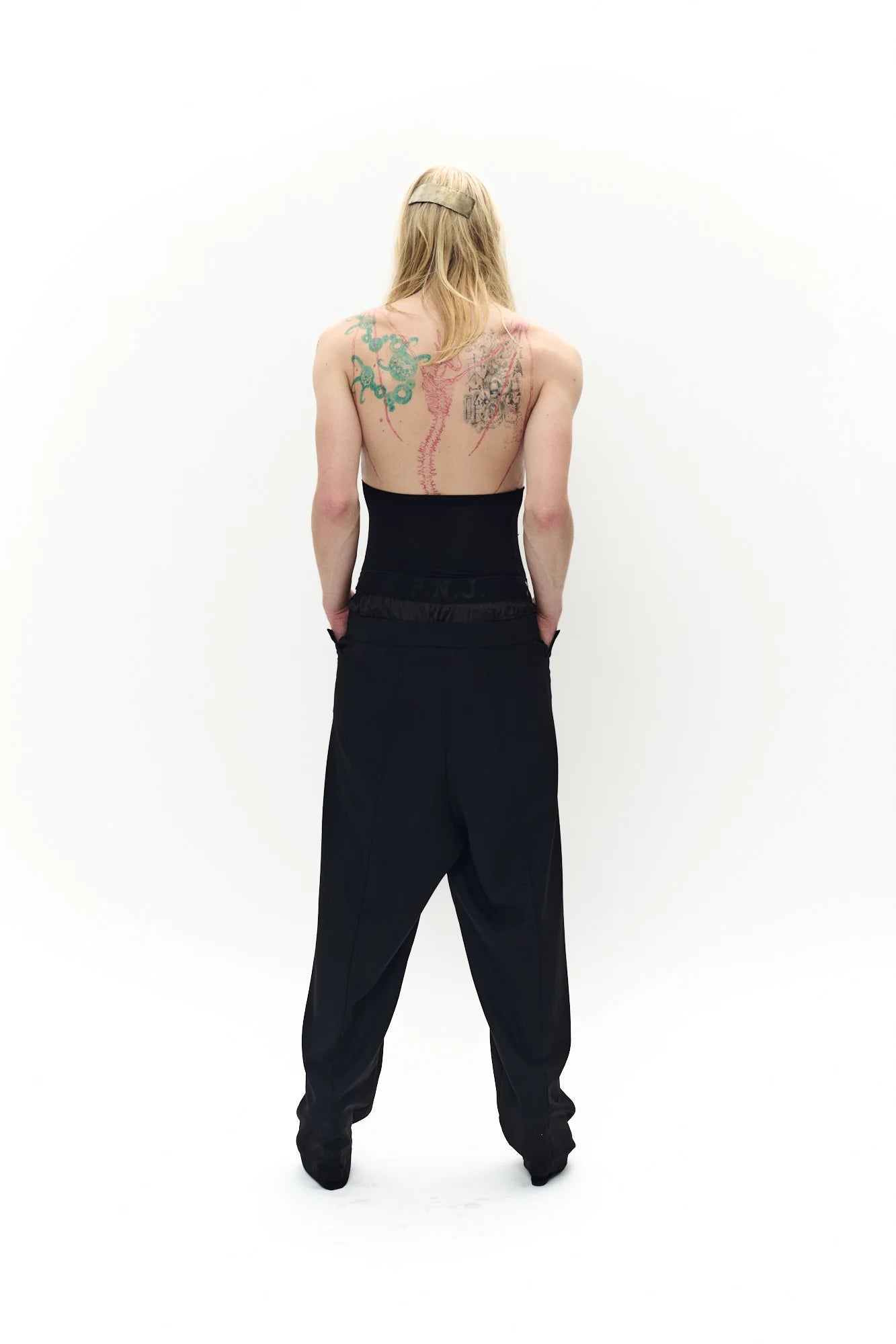 P.L.N.OVERSIZE SUIT PANTS- BLACK