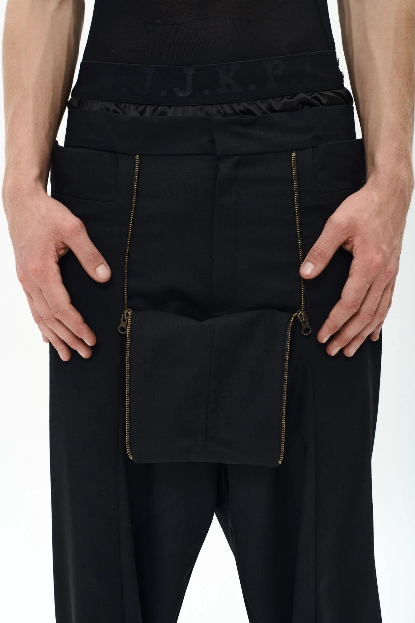 P.L.N.OVERSIZE SUIT PANTS- BLACK