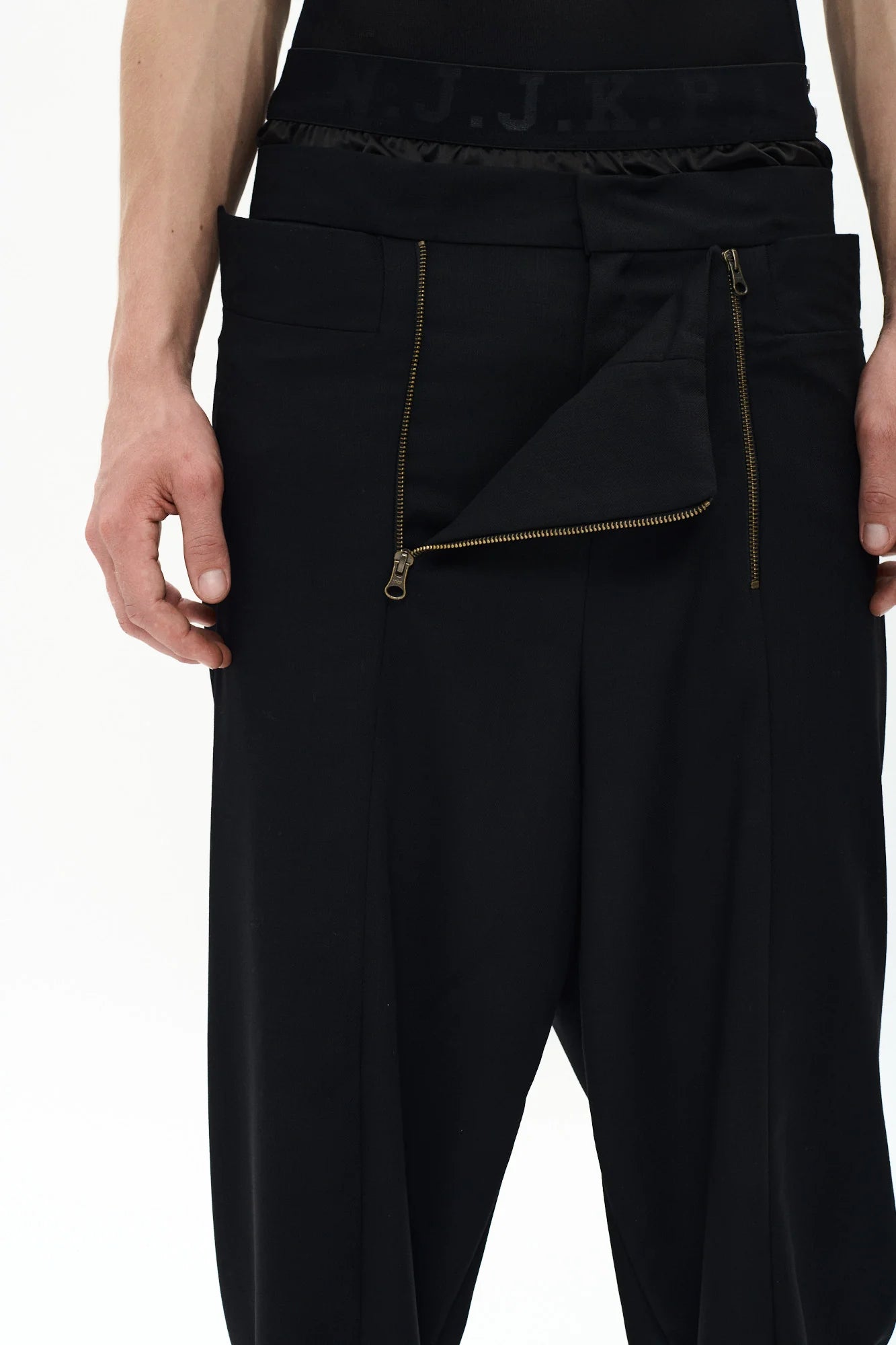 P.L.N.OVERSIZE SUIT PANTS- BLACK
