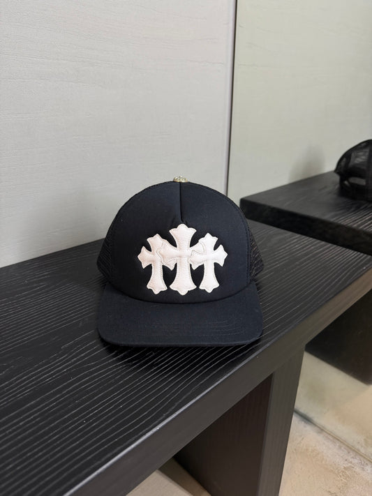 Chrome Hearts White Cemetery Cross Trucker Hat