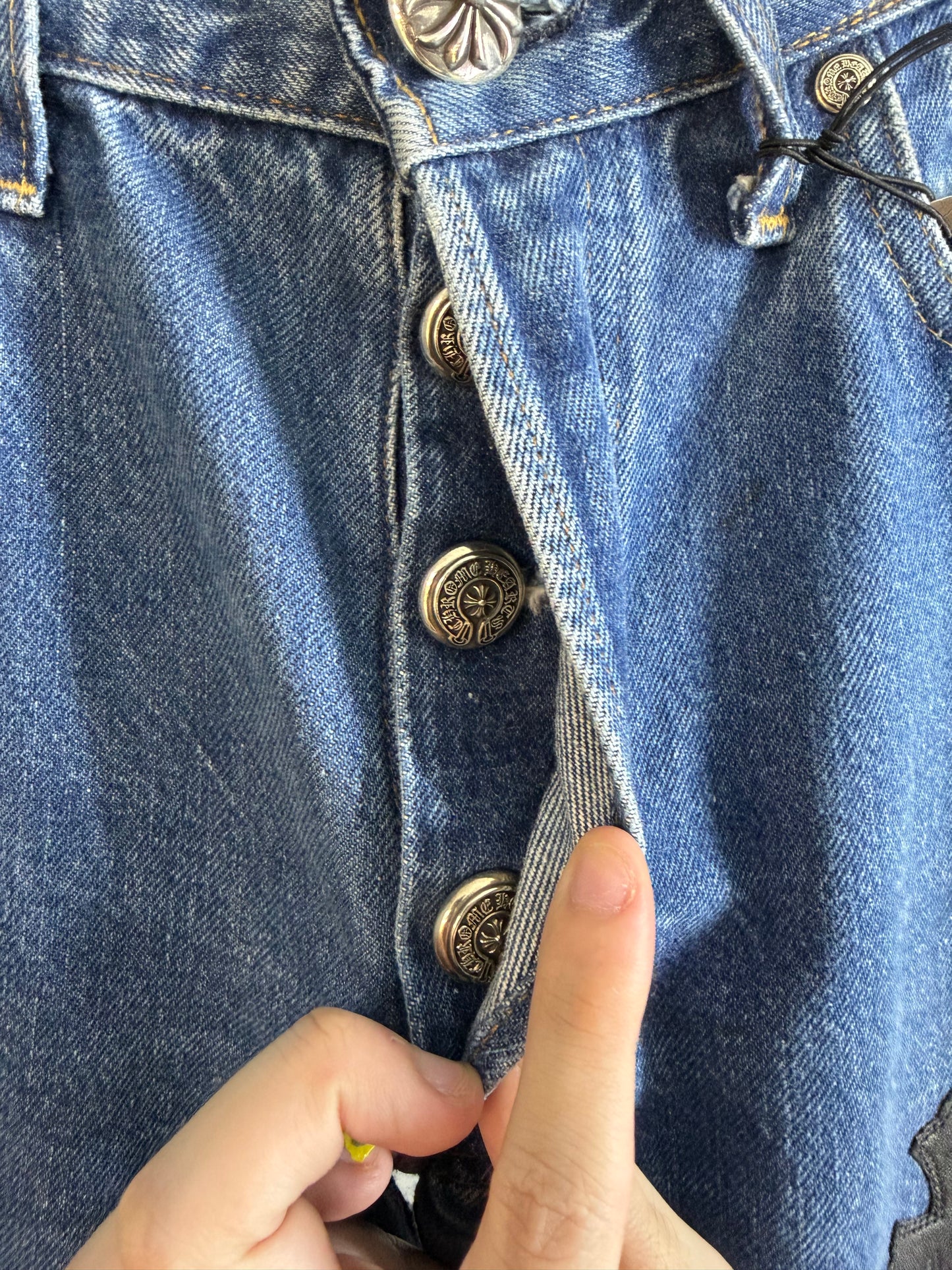 Chrome Hearts Leather Cross Patch 501 Jeans