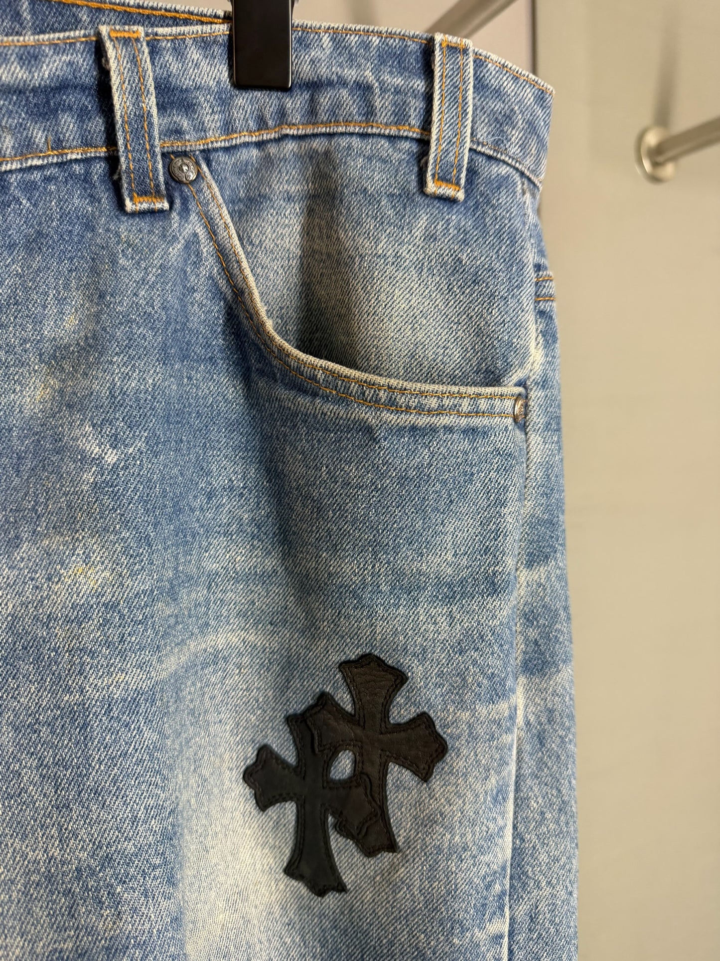 Chrome Hearts Levi’s 505 Cross Patch Jeans