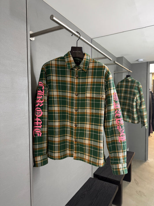 Chrome Hearts Quilted Padded Flannel Plaid Print Jacket