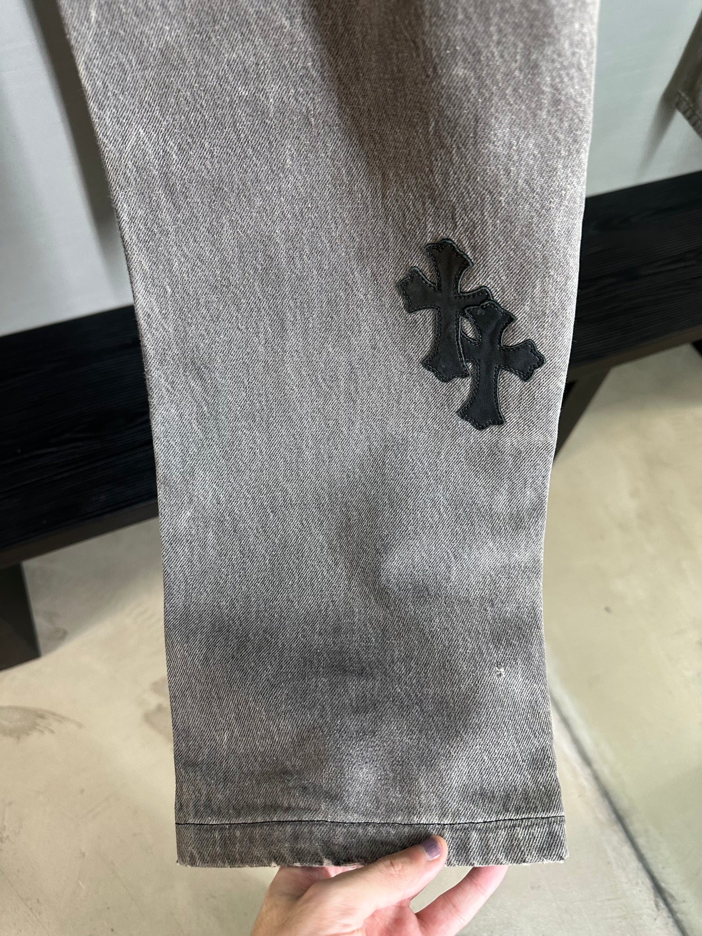Chrome Hearts Leather Patched 501 Levis Jeans
