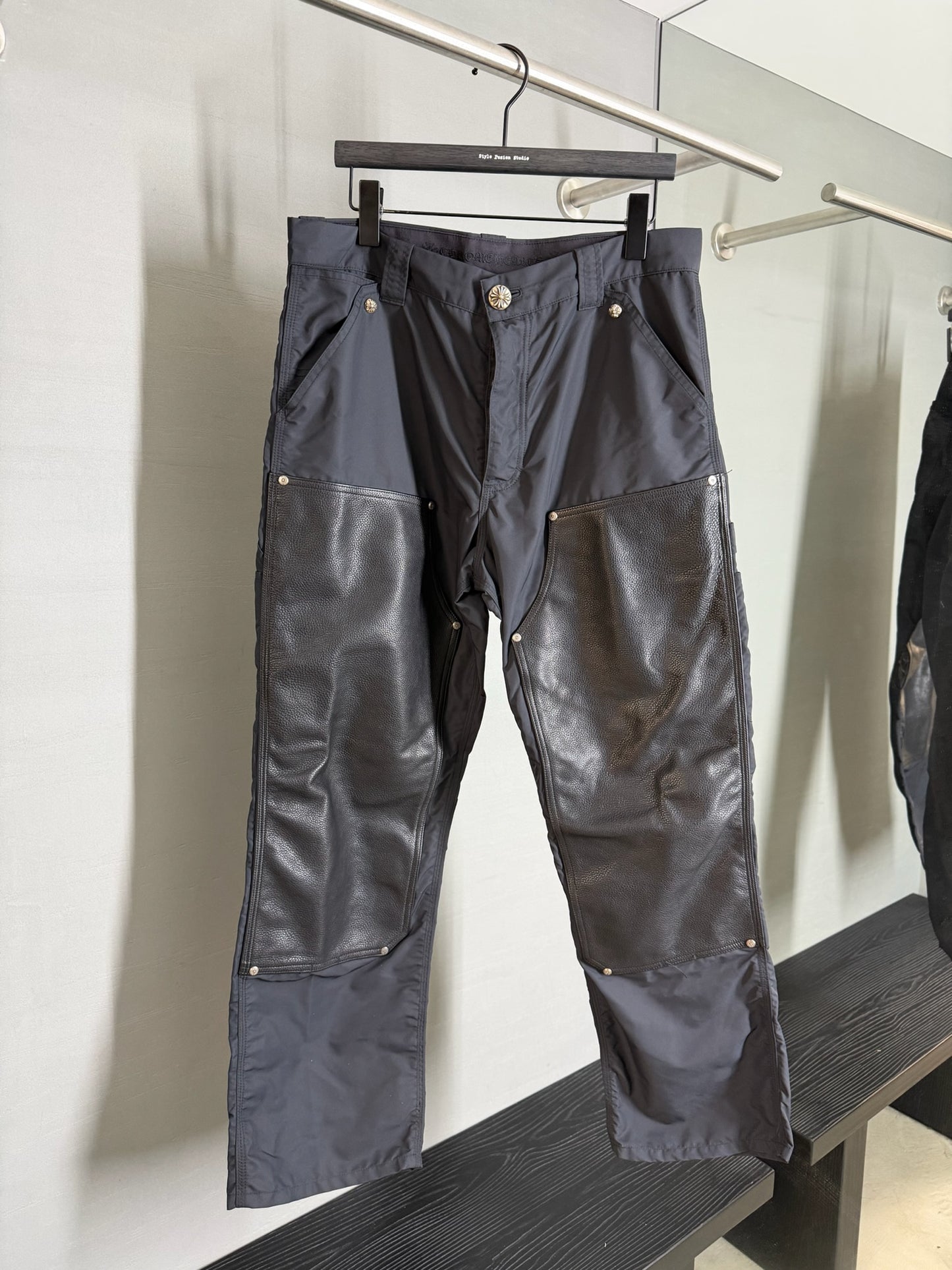 Chrome Hearts Nylon Leather Double Knee Pants