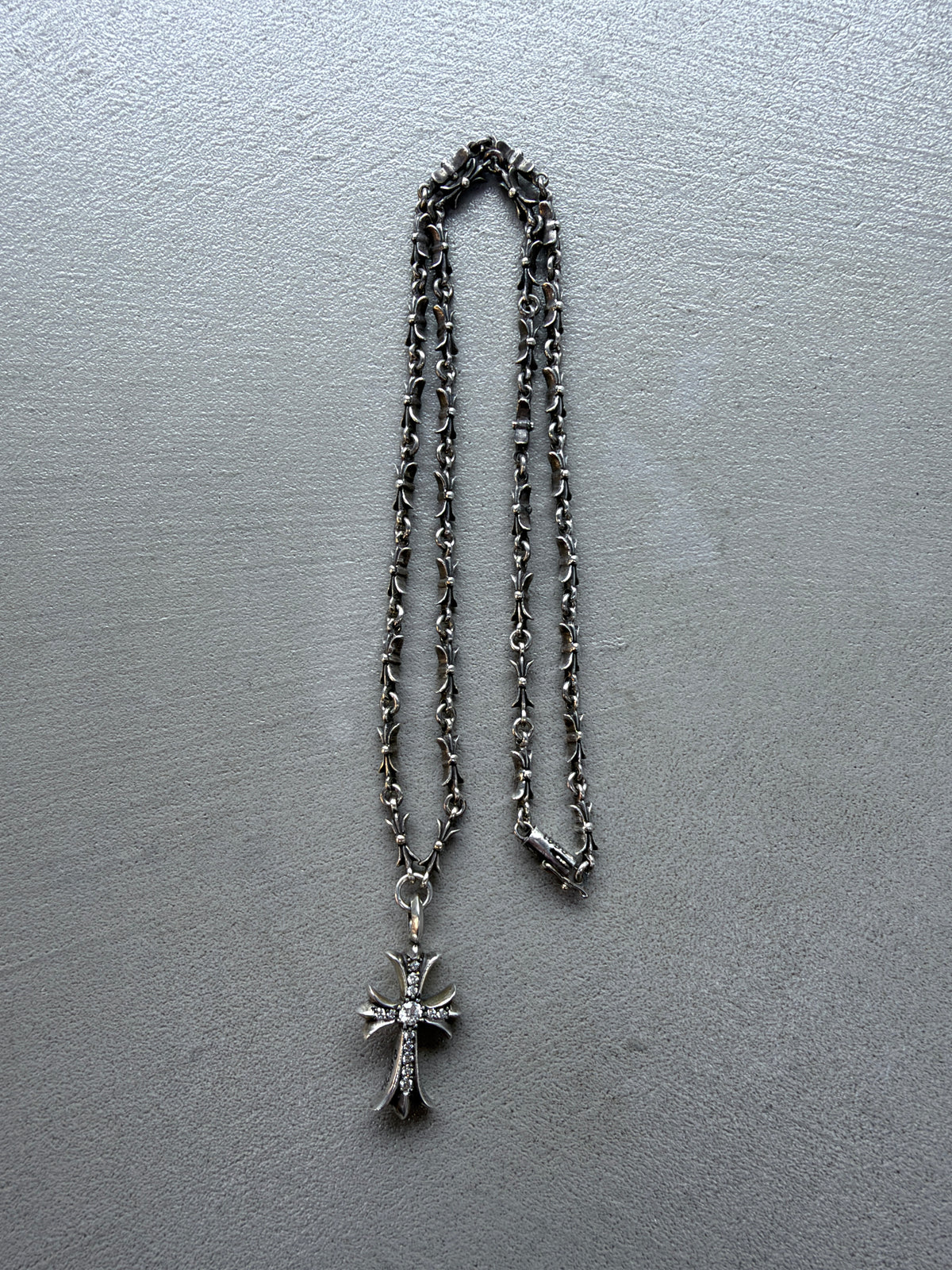 Chrome Hearts Fat Cross Tiny Bar Silver Necklace
