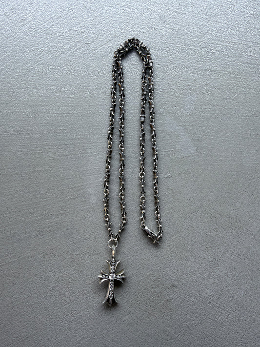Chrome Hearts Fat Cross Tiny Bar Silver Necklace