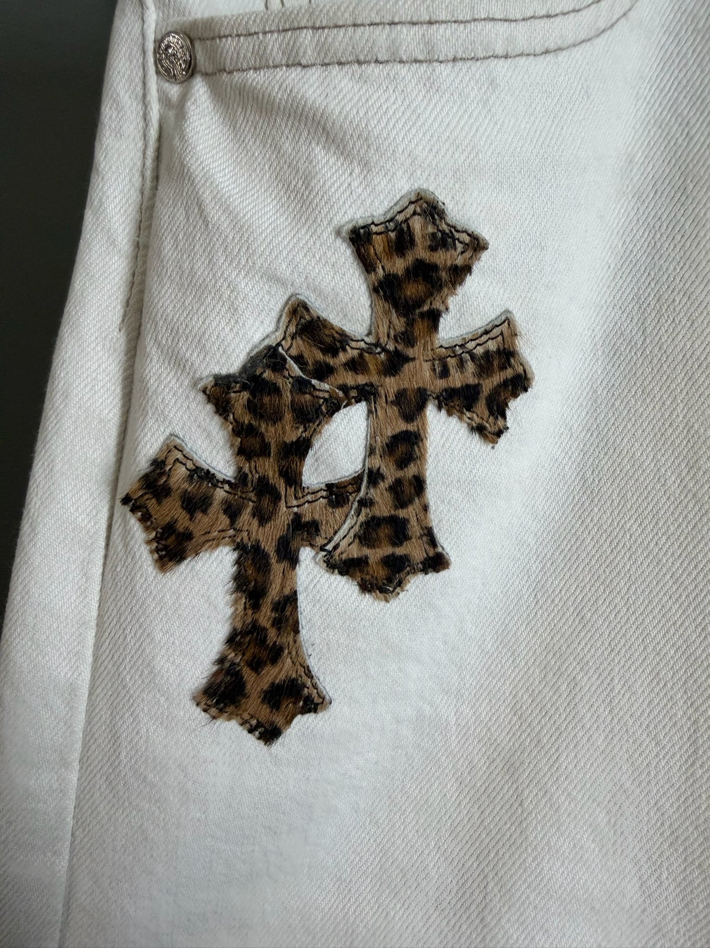 Chrome Hearts Levi’s 501 Leopard Cross Patch Jeans