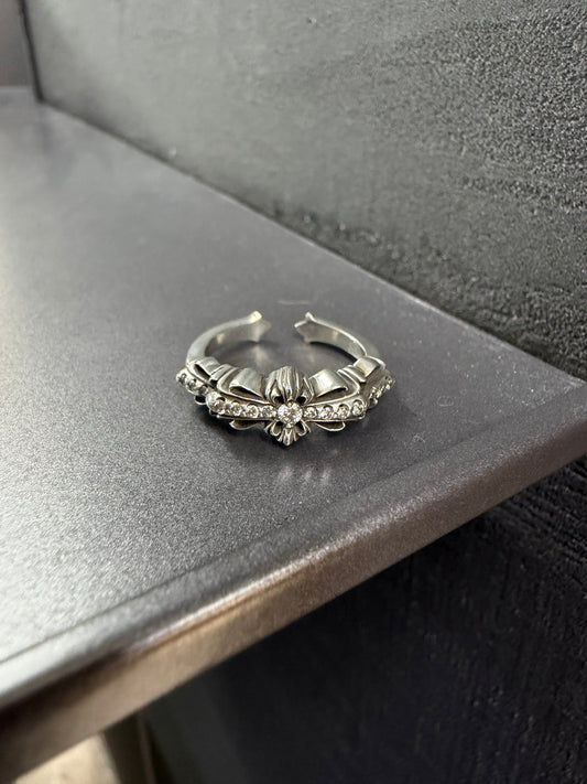 Chrome Hearts Baby Classic Diamonds Paved Floral Ring