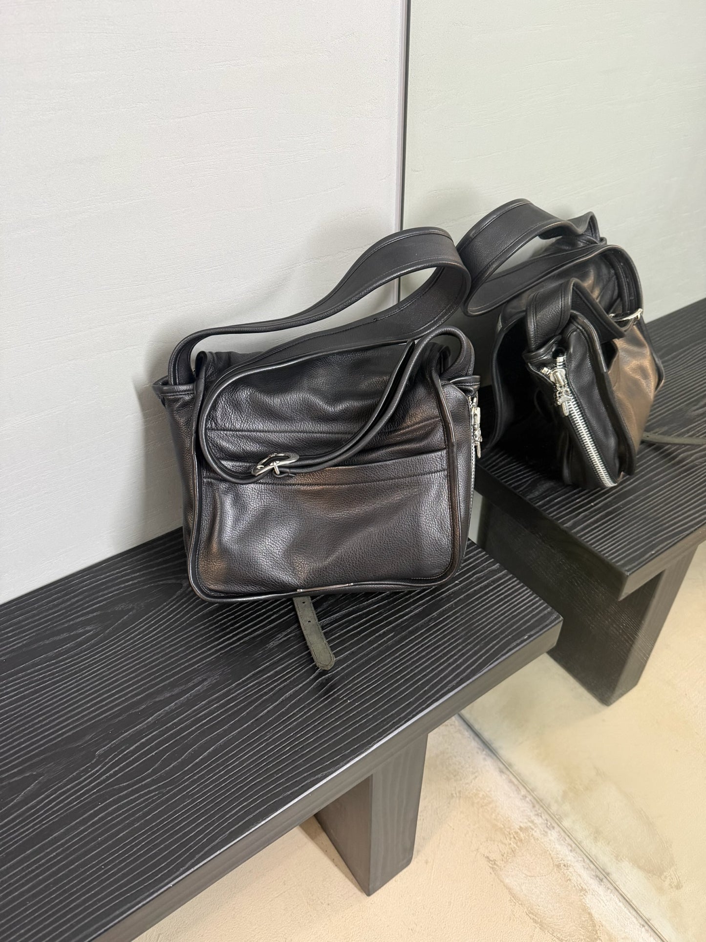 Chrome Hearts Cross Leather Messenger Shoulder Bag