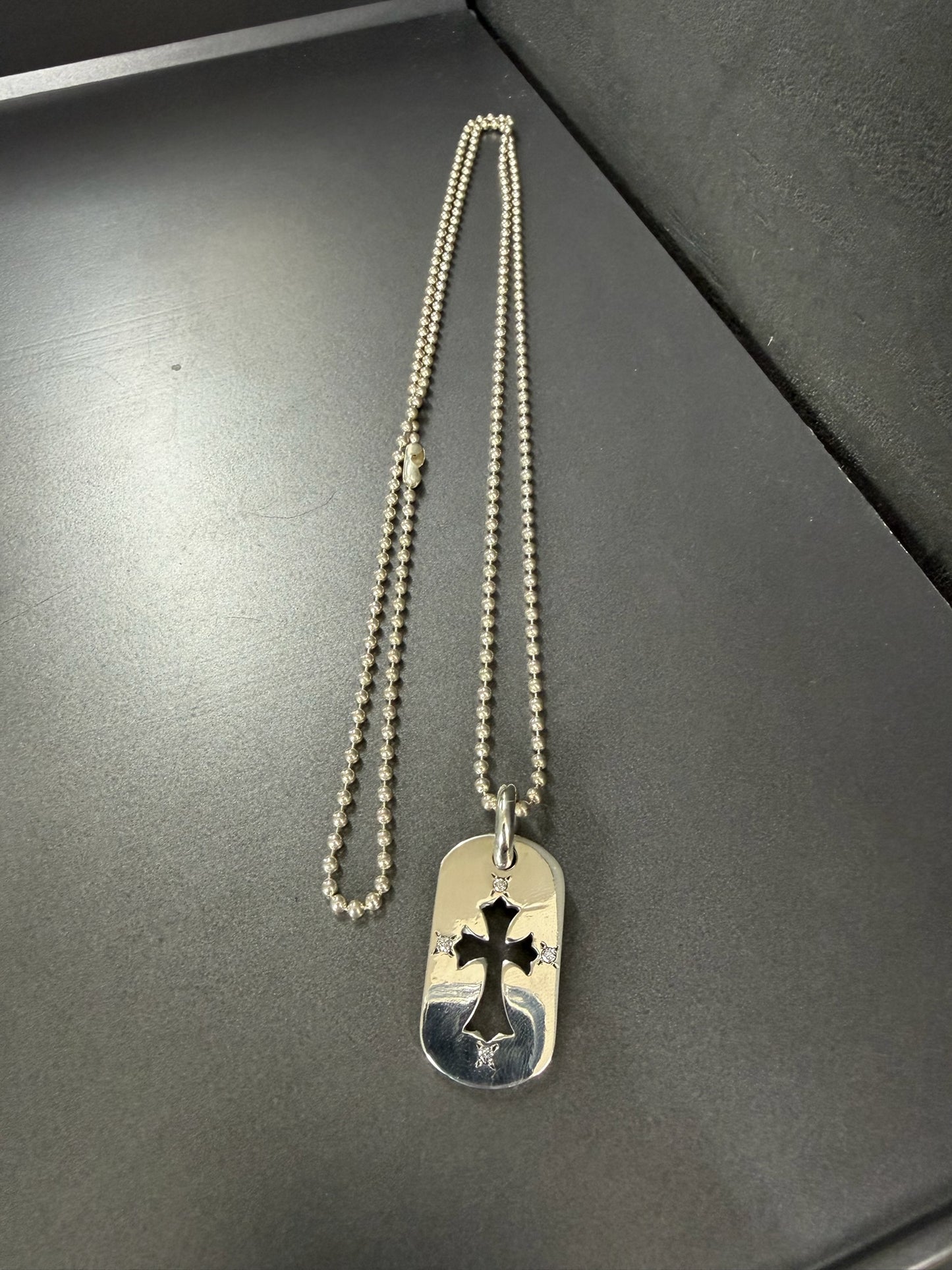 Chrome Hearts Diamonds Dog Tag Necklace