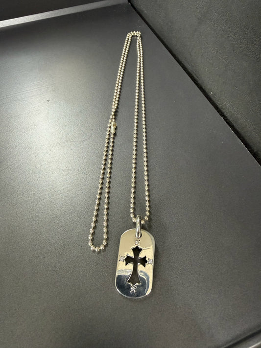 Chrome Hearts Diamonds Dog Tag Necklace