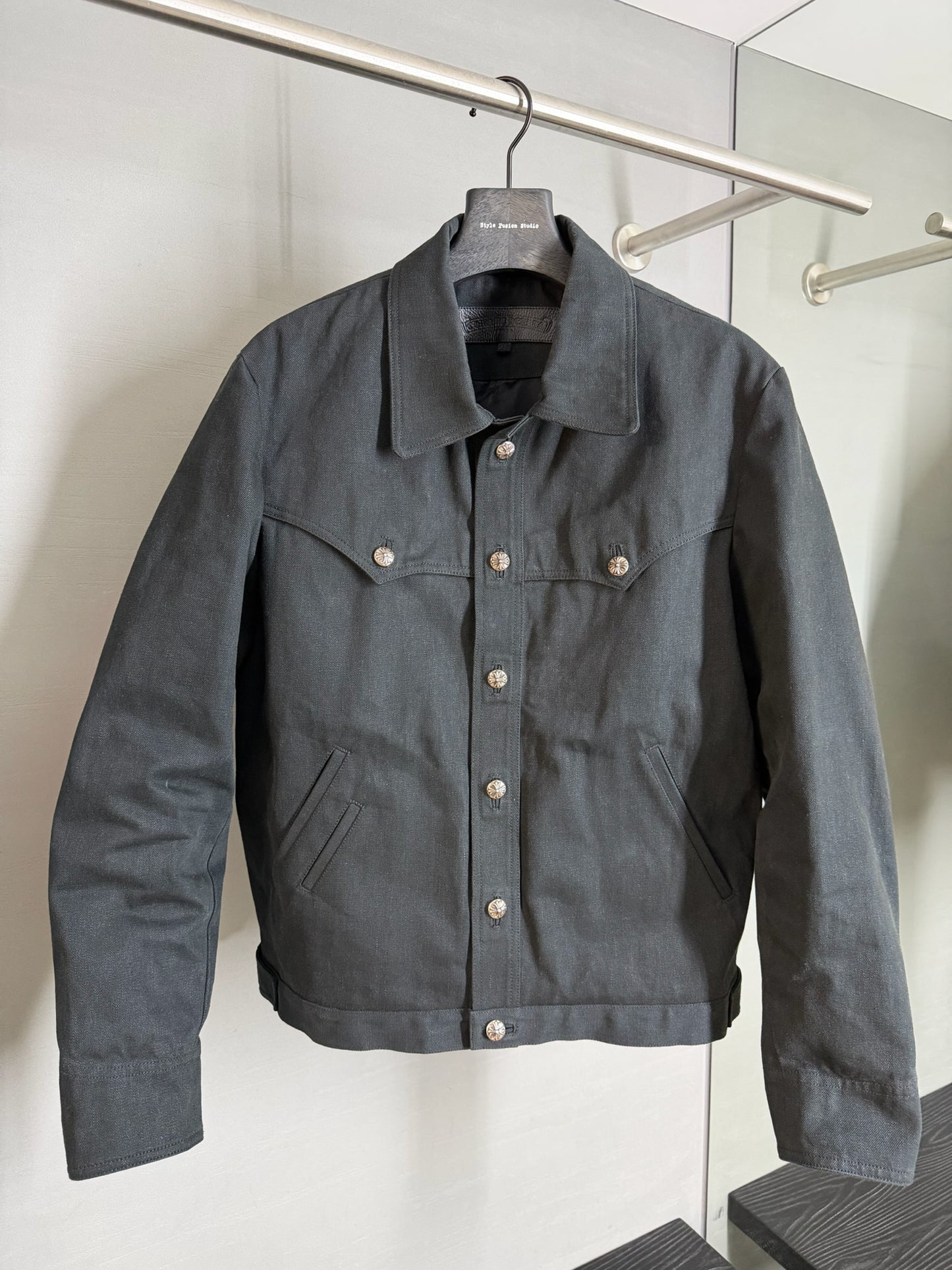 Chrome Hearts Floral Cross Patch Trucker Jacket