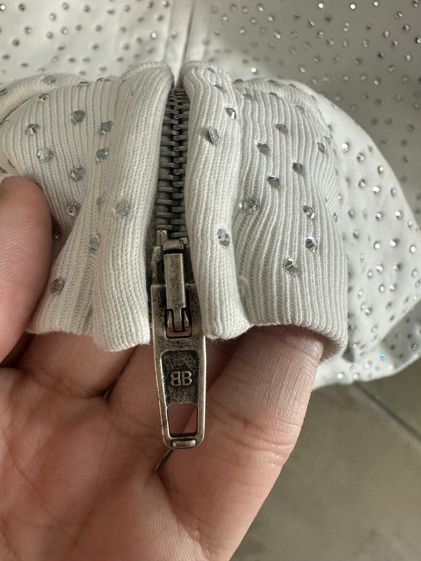 Balenciaga Rhinestone Crystal Zip-up