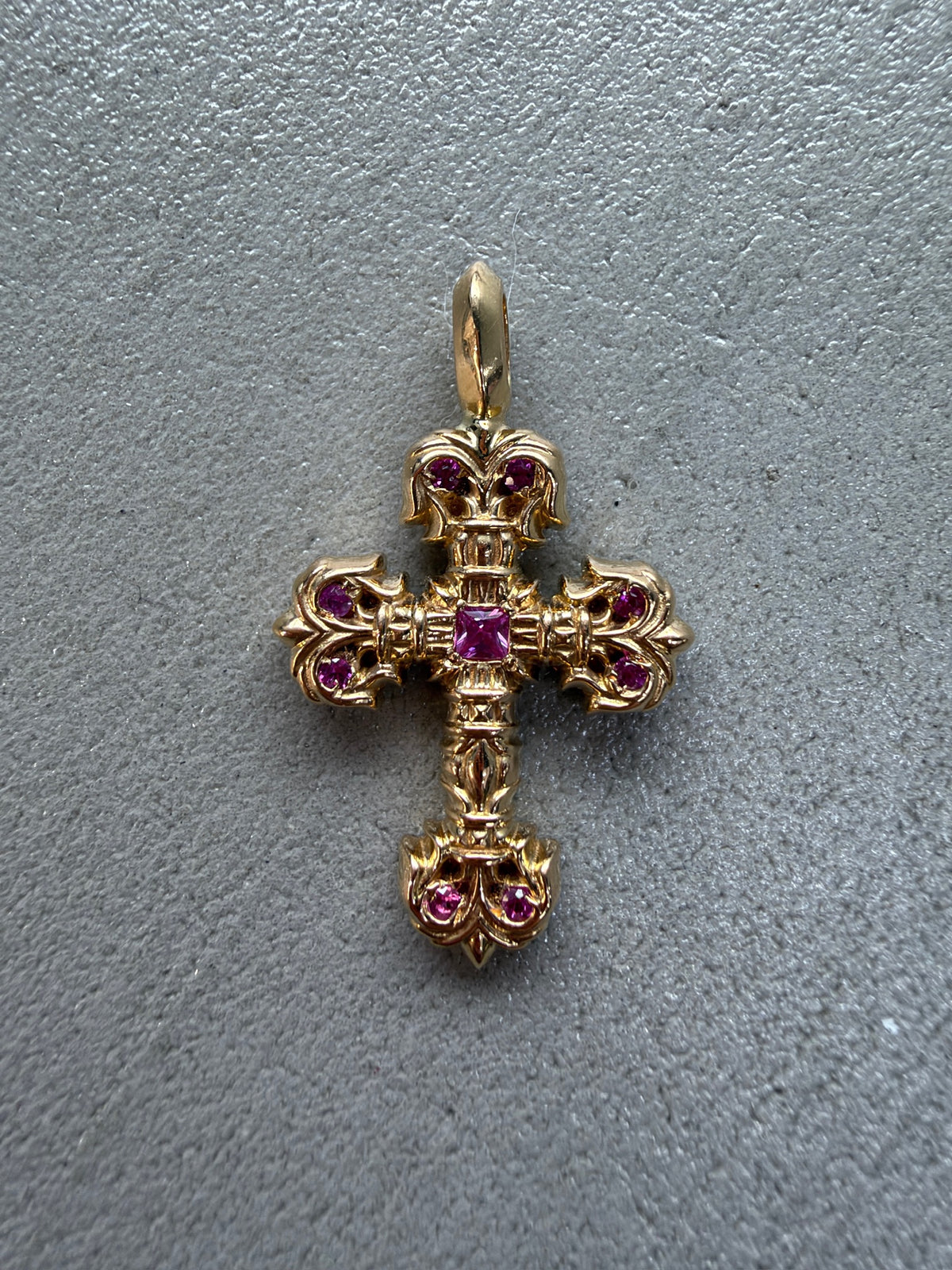 Chrome Hearts 22K Pink Sapphire Filigree Pendant