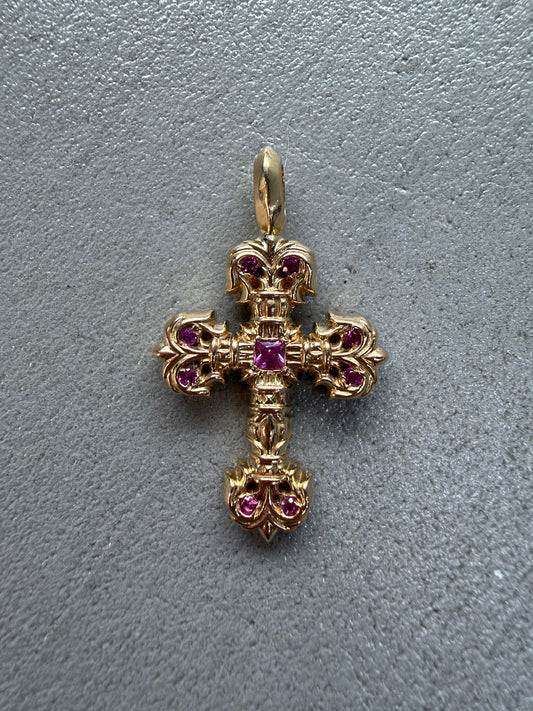 Chrome Hearts 22K Pink Sapphire Filigree Pendant