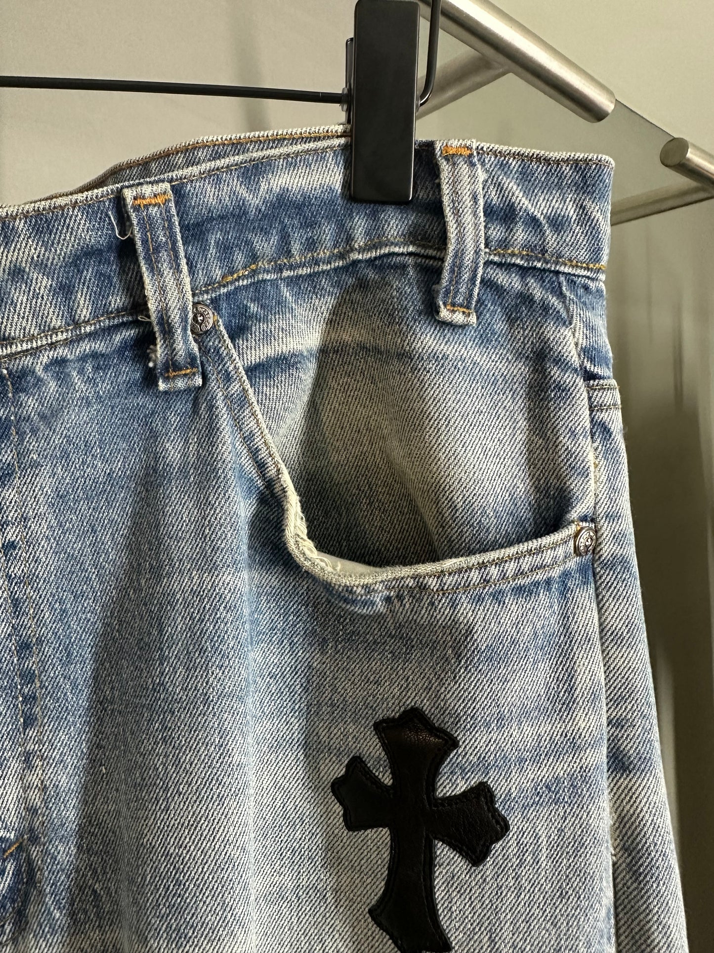 Chrome Hearts Leather Patched 519 Levis Jeans