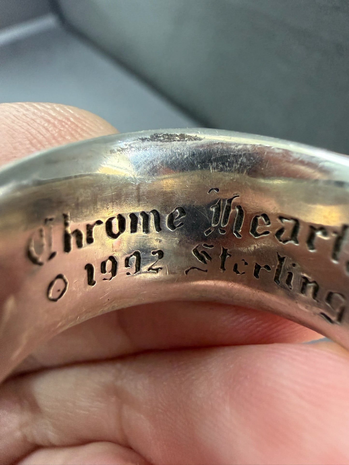 Chrome Hearts Baby Floral Keeper Ring with Black Diamonds