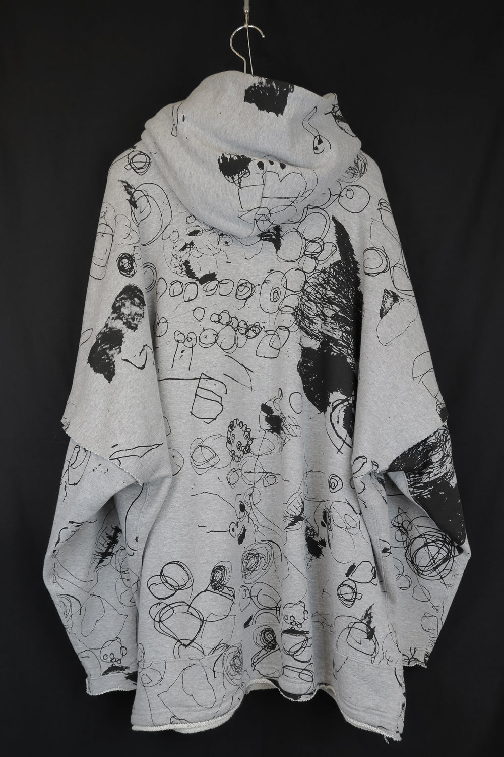 NUDE:MM 30/7 French Terry Pigement Print Oversized Zip Up Hoodie (Detachable Sleeves)