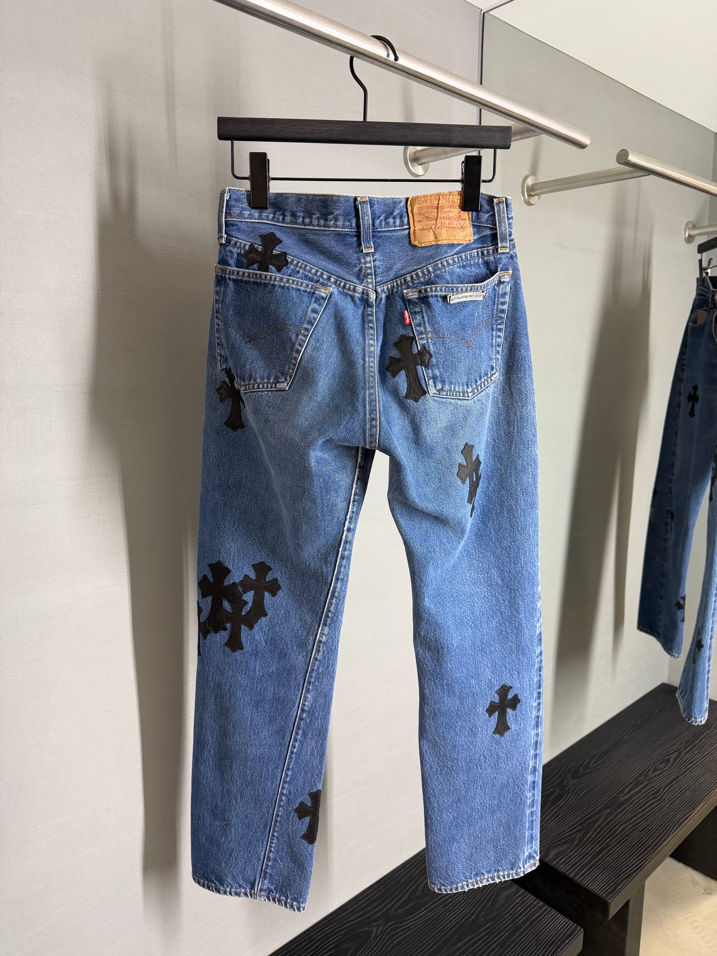 Chrome Hearts Leather Cross Patch 501 Jeans