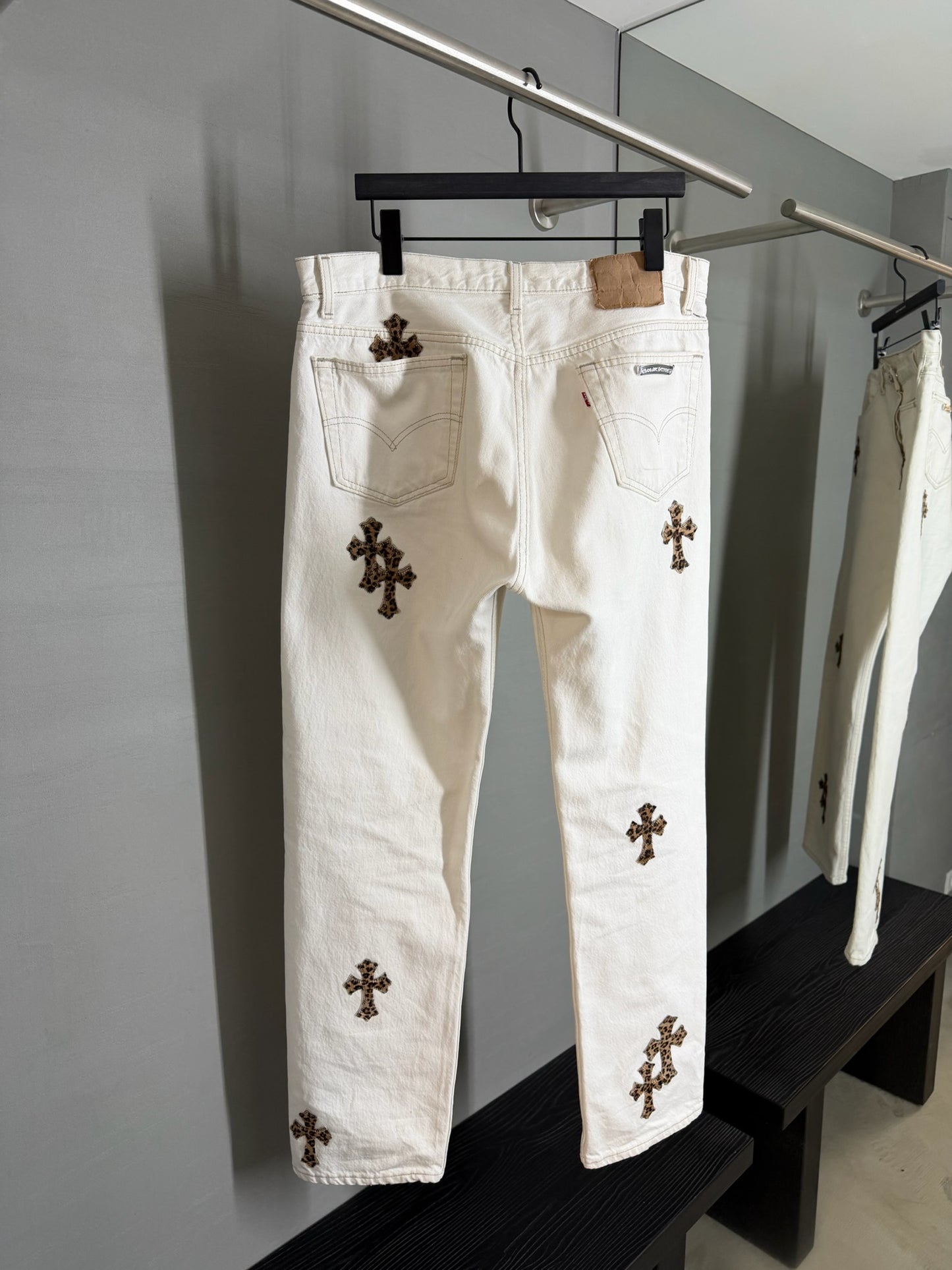 Chrome Hearts Levi’s 501 Leopard Cross Patch Jeans
