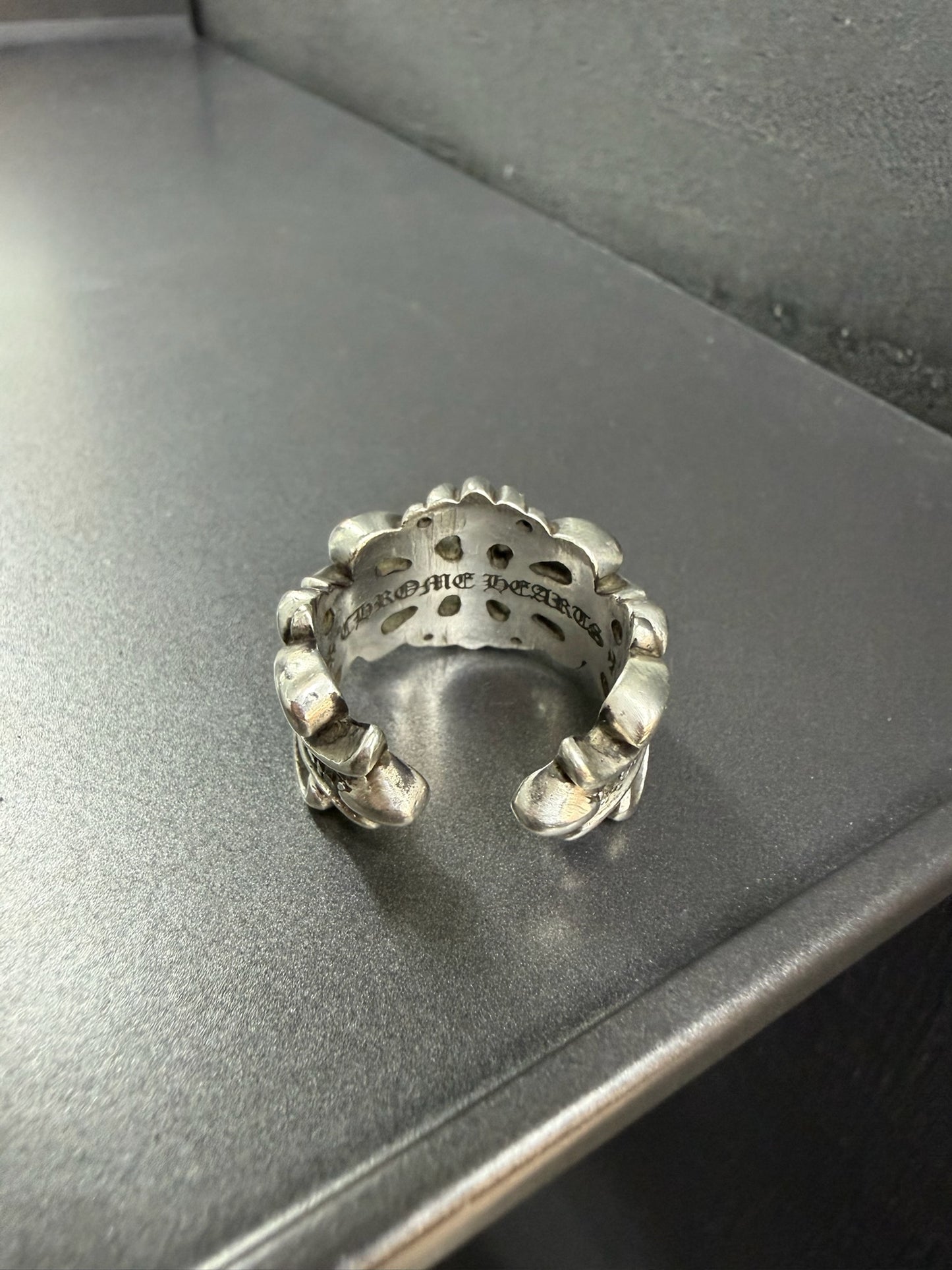 Chrome Hearts Double Floral Cross Ring with Diamond