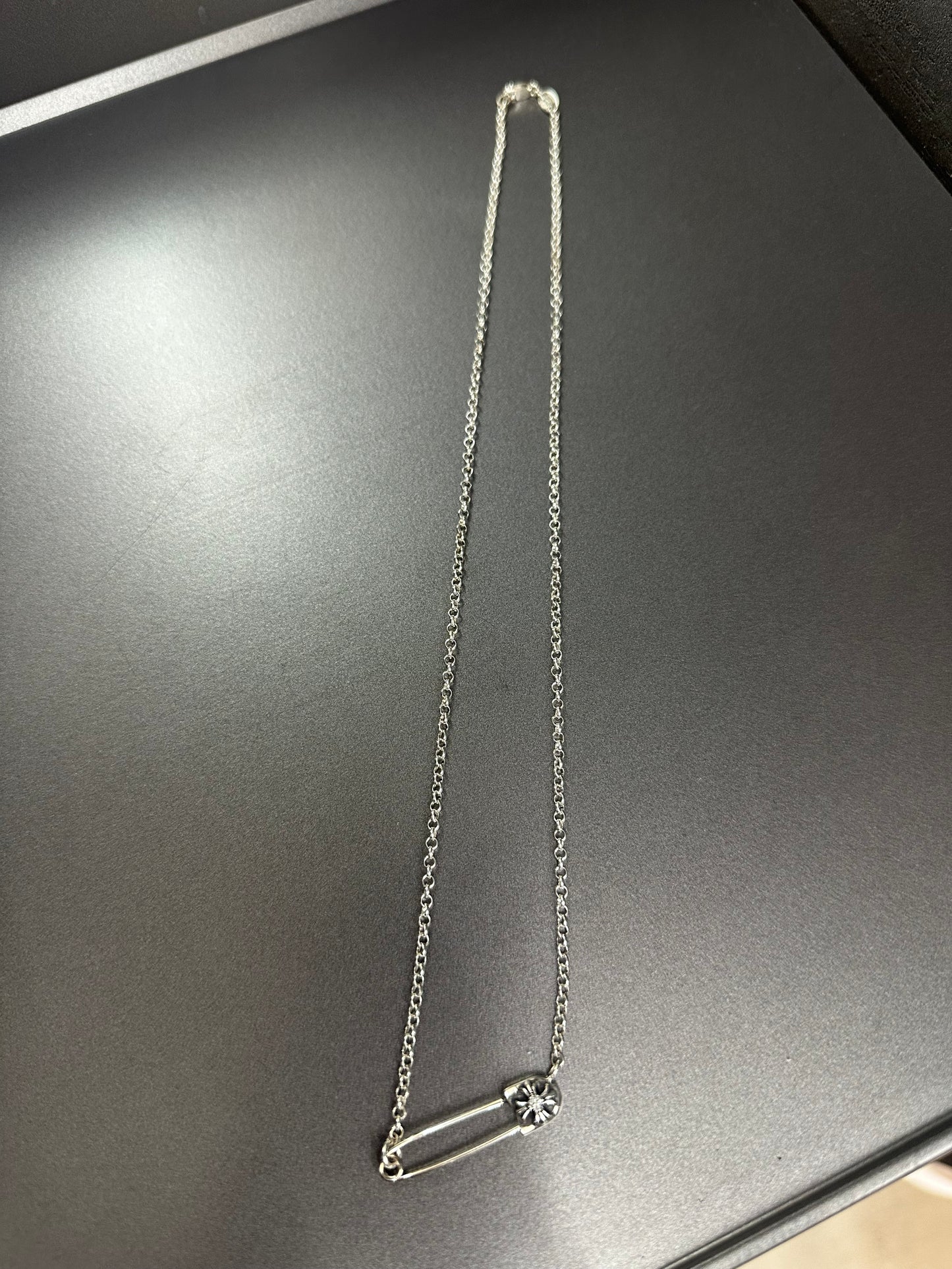 Chrome Hearts Safety Pin Necklace with Diamond