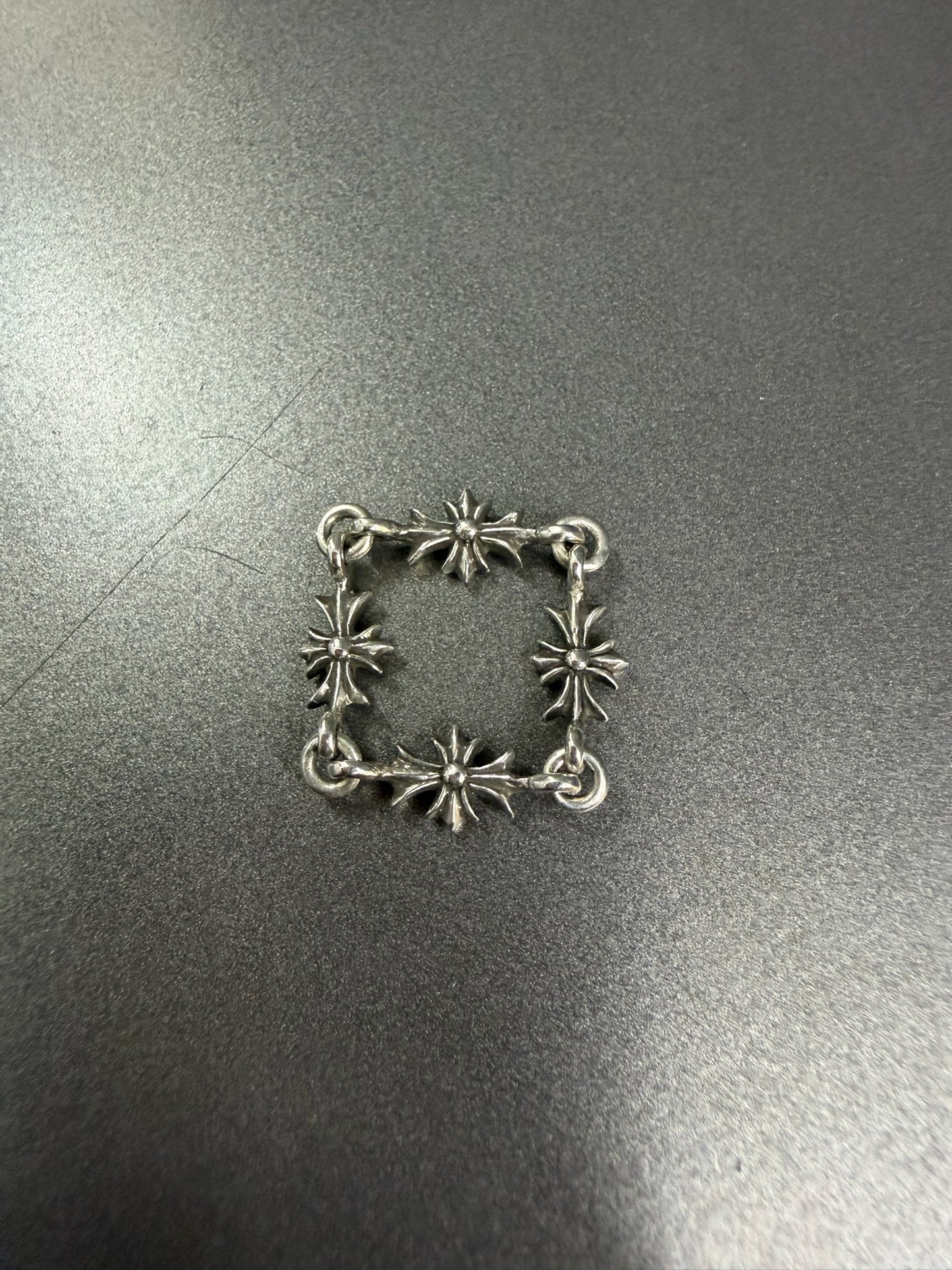 Chrome Hearts Tiny E Cross Ring with Diamonds