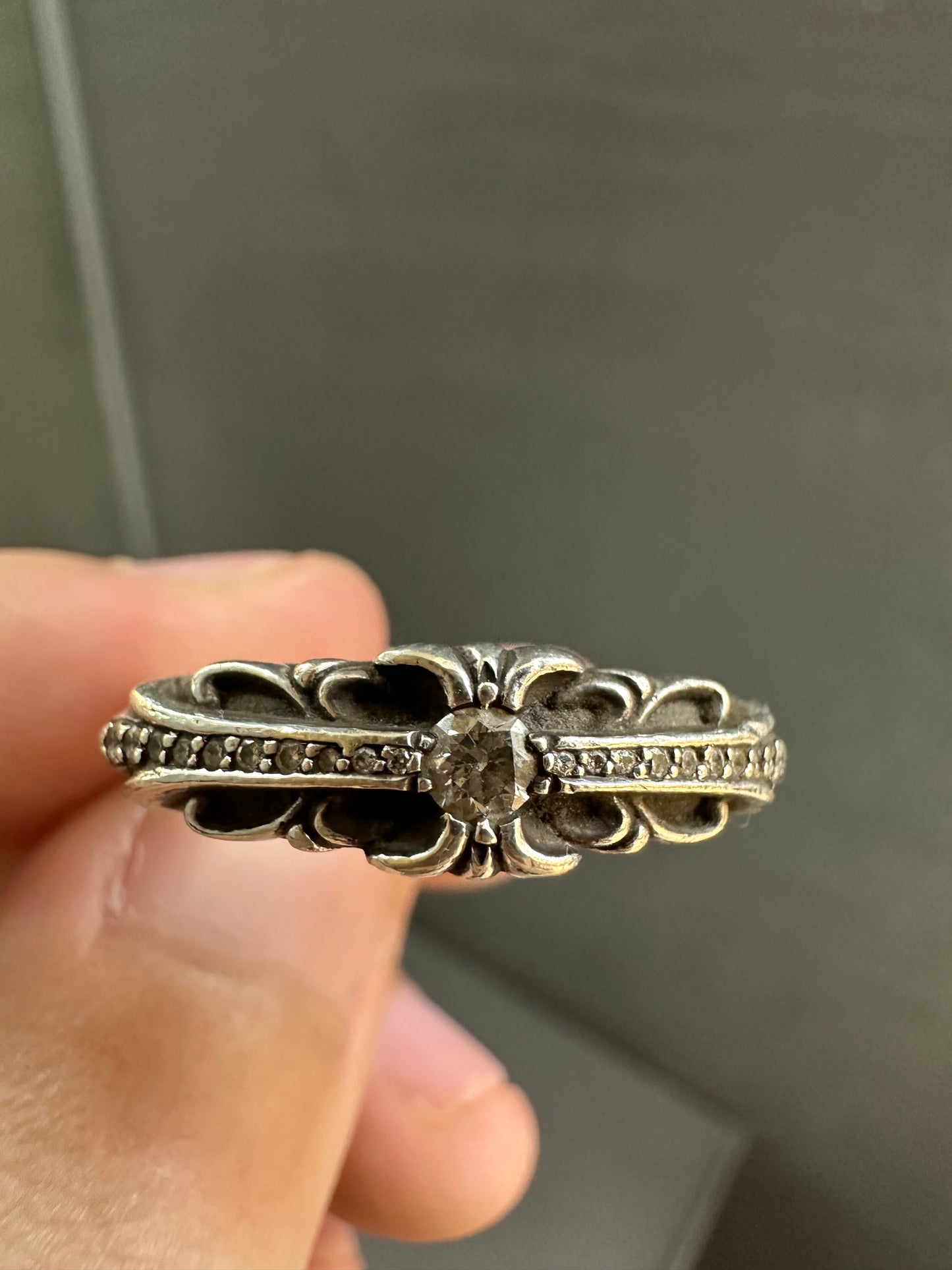 Chrome Hearts Baby Classic Floral Cross Ring with Diamonds