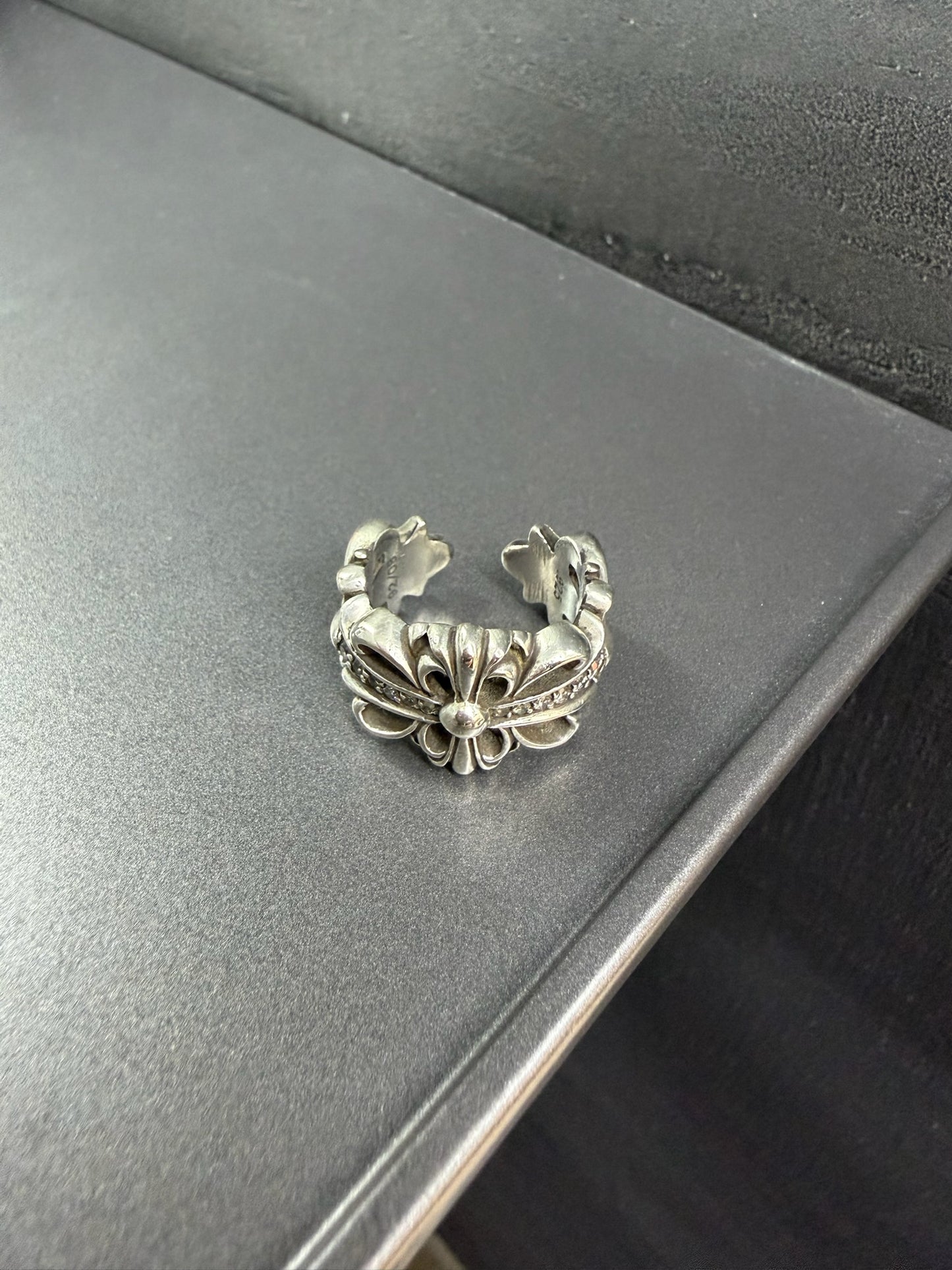 Chrome Hearts Double Floral Cross Ring with Diamond