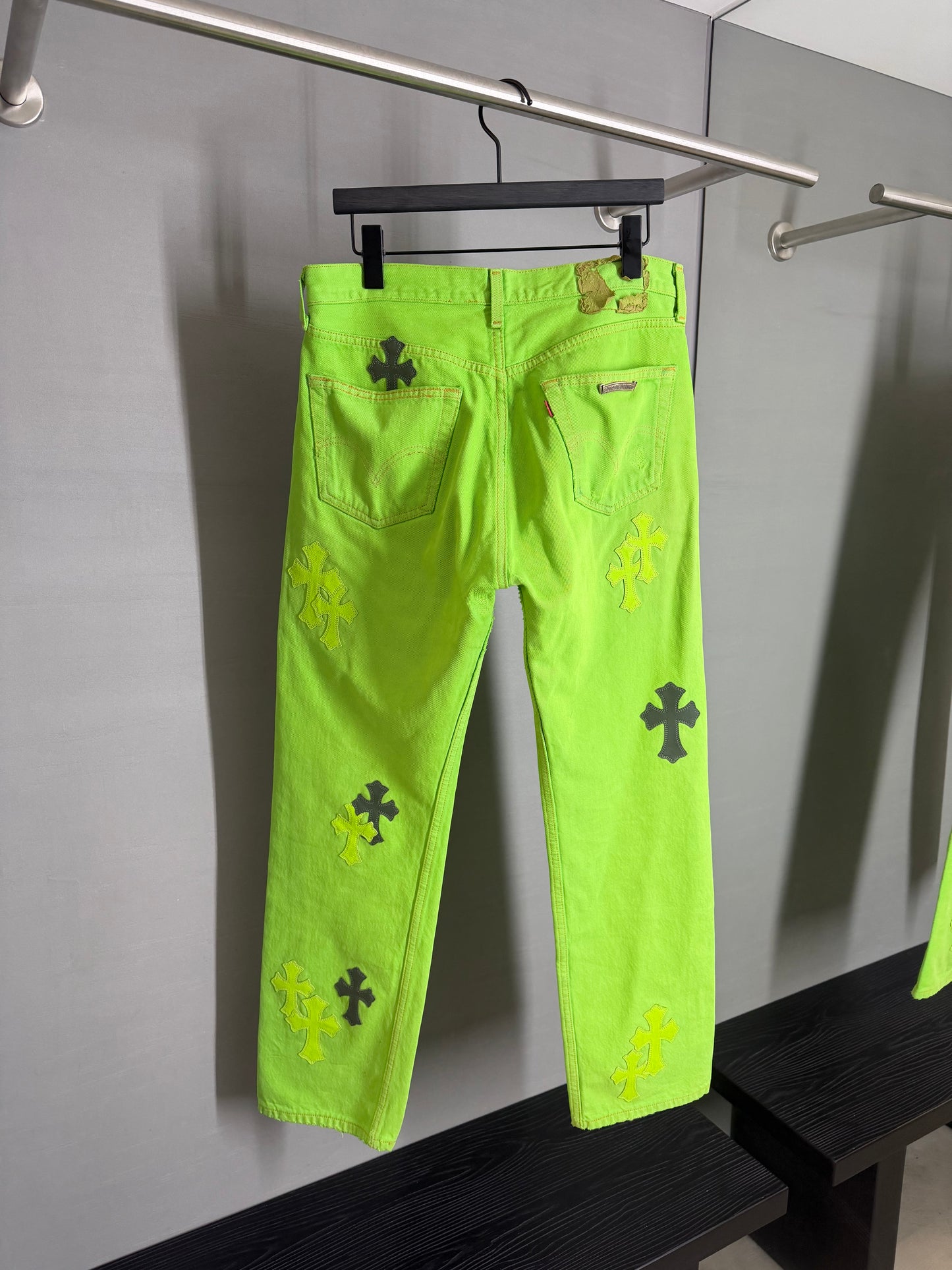 Chrome Hearts x Matty Boy “Sex Records” Cemetery Cross Patch 501 Jeans